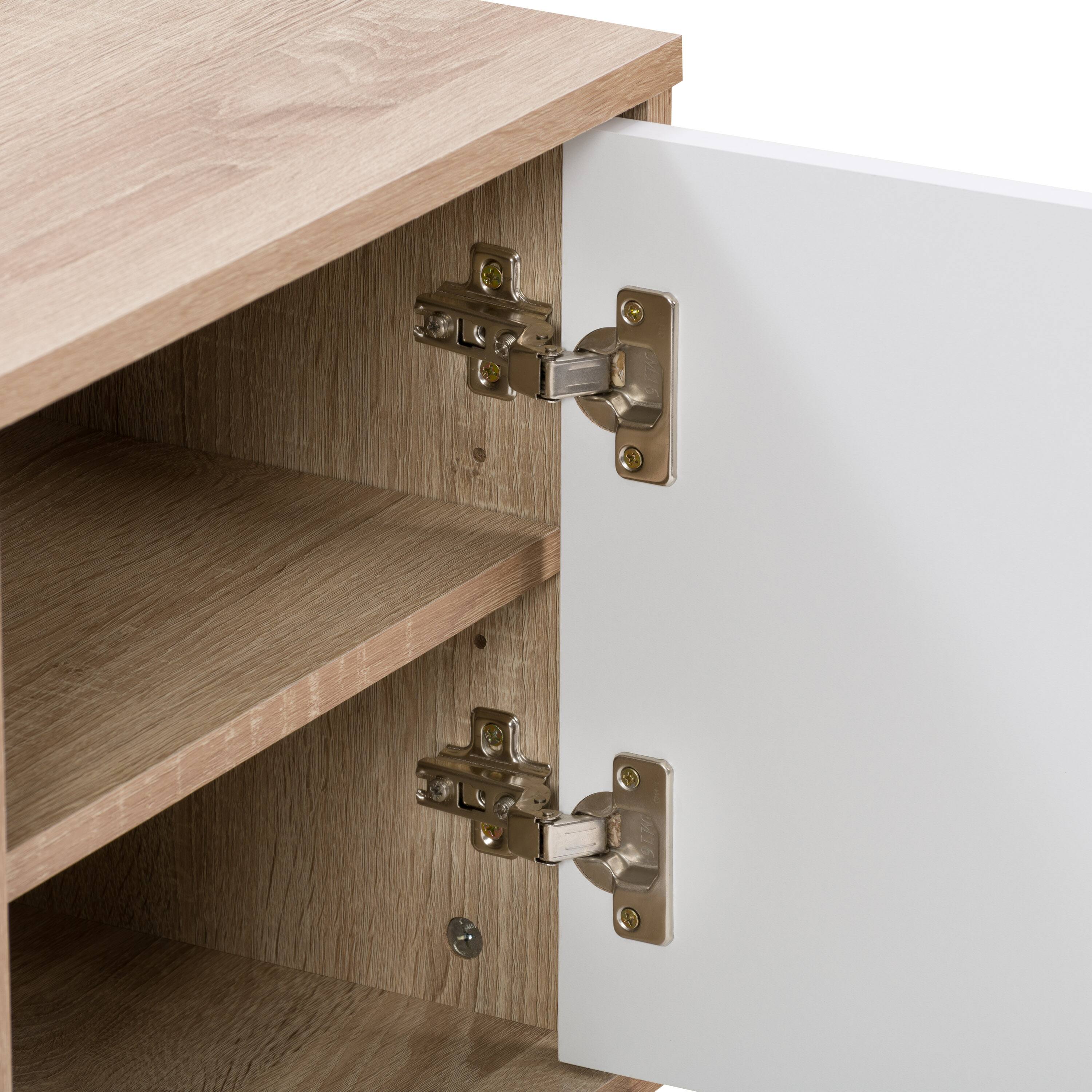 CorLiving - Hollywood Wood Grain TV Stand with Doors for Most TVs up to 55" - White and Brown - Image 6