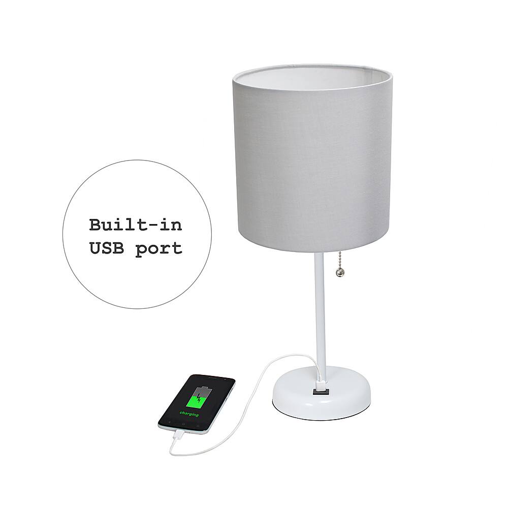 Limelights - Stick Lamp with USB charging port and Fabric Shade 2 Pack Set - White/Gray - Image 8