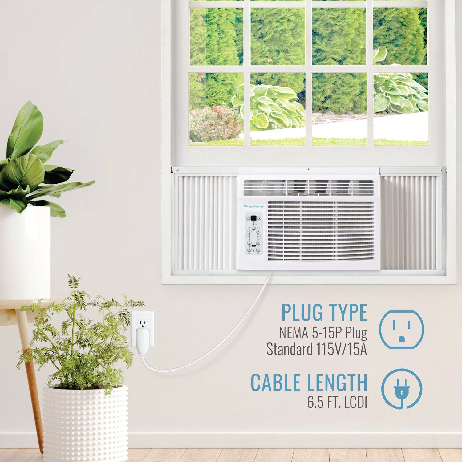 Keystone - 650 Sq. Ft 14,500 BTU Window Air Conditioner - White - Image 7