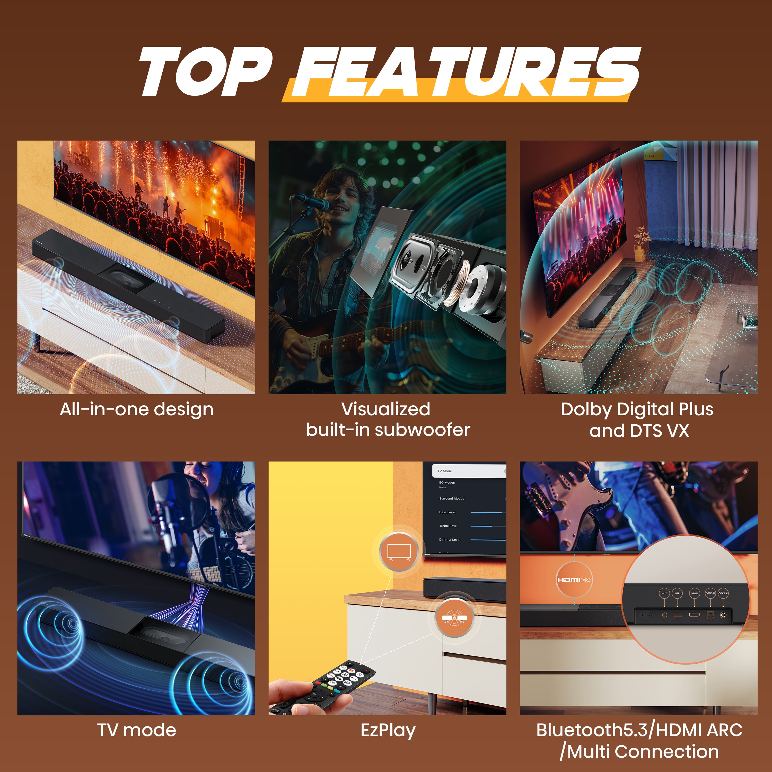 Hisense - 2.1 Channel 240W Soundbar with Built-in Subwoofer (A620) - Black - Image 7