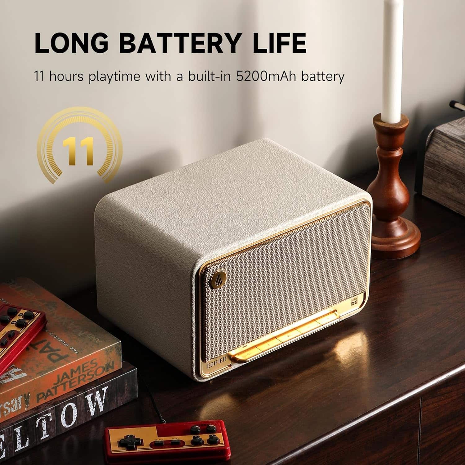 Edifier - D32 Portable Bluetooth 5.3 Wireless Speaker with Apple AirPlay High Resolution Audio and 11 Hour Battery Life - Ivory