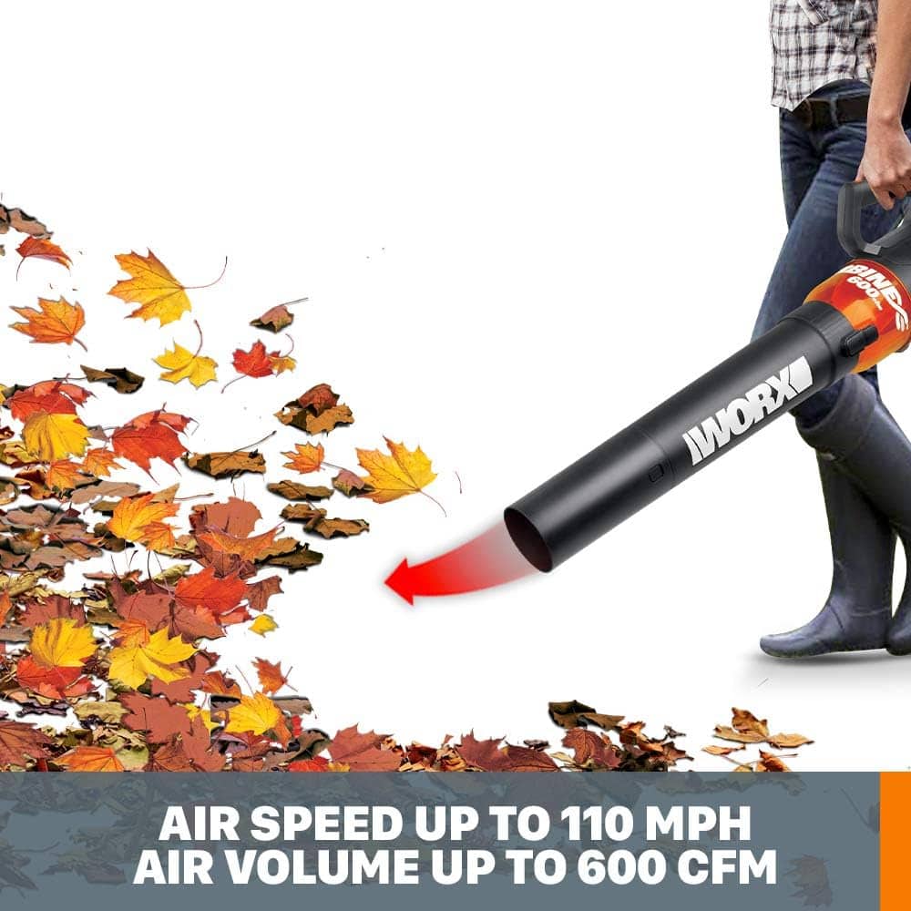 WORX - 12 Amp TURBINE 110 MPh 600 CFM Electric Leaf Blower - Black - Image 7