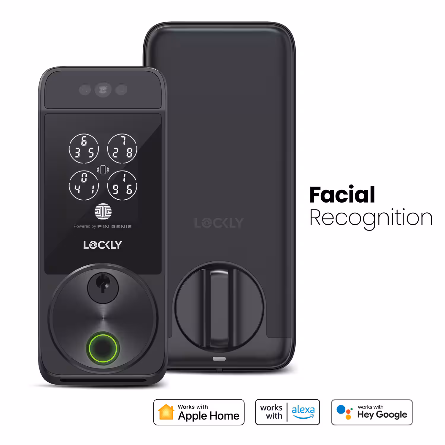 Lockly - Visage Smart Lock Wi-Fi Deadbolt Facial/Keyway/Fingerprint - Matte Black