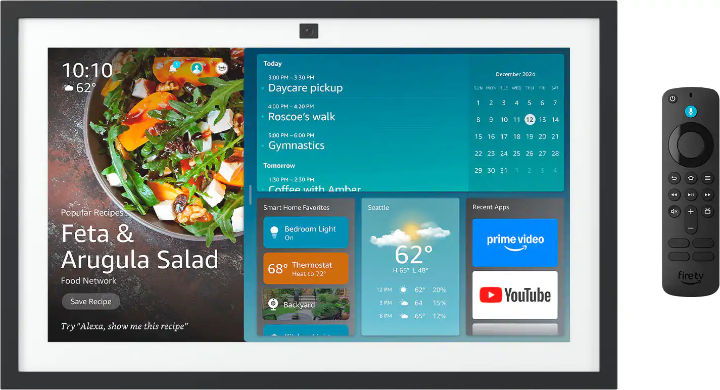 Amazon - Echo Show 15 Full HD 15.6" smart display for home organization, with built-in Fire TV and Alexa - Black