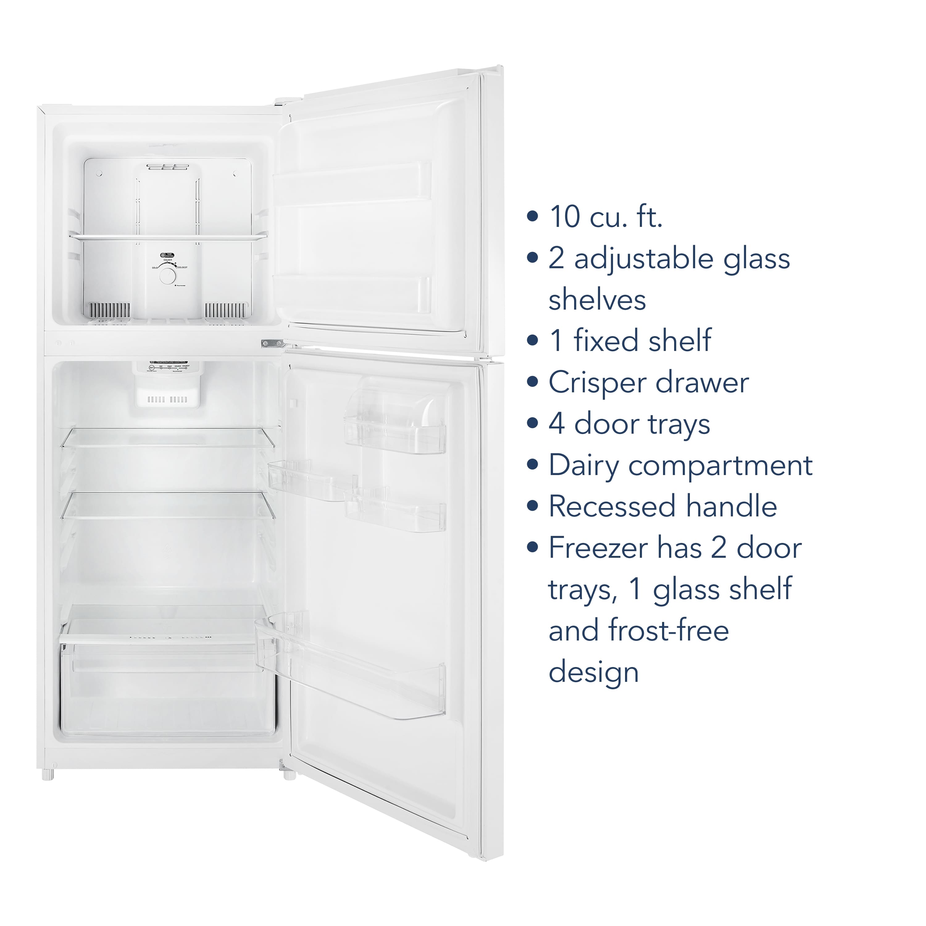 Insignia™ - 10 Cu. Ft. Top-Freezer Refrigerator with Reversible Door and ENERGY STAR Certification - White - Image 3
