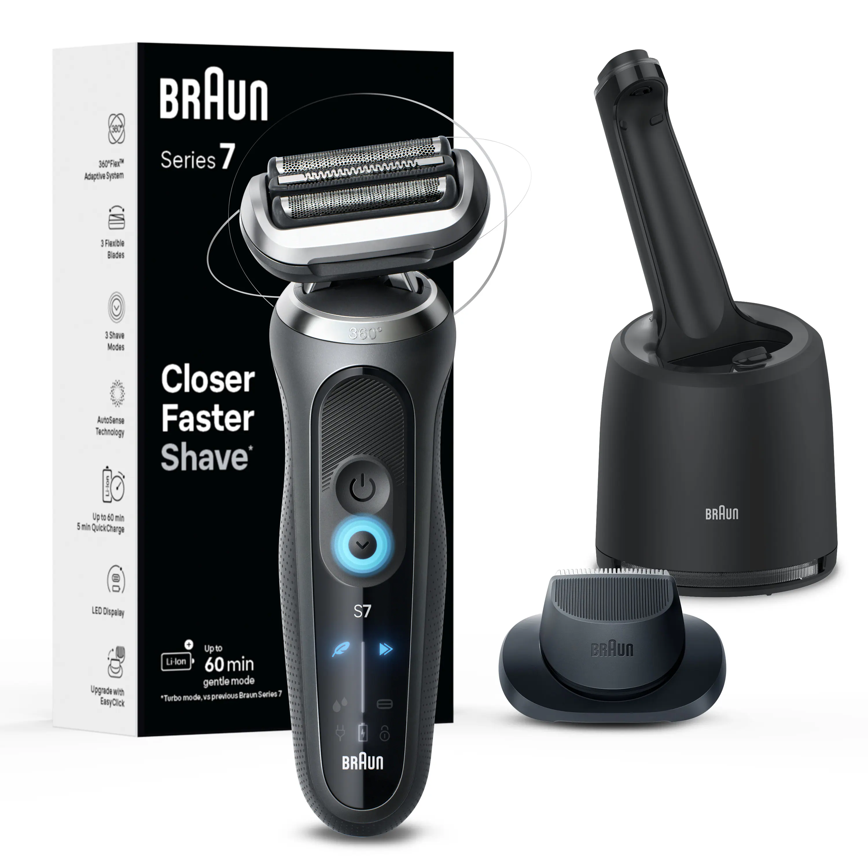 Braun - Series 7 Wet/Dry Electric Shaver with Smart Center - Grey