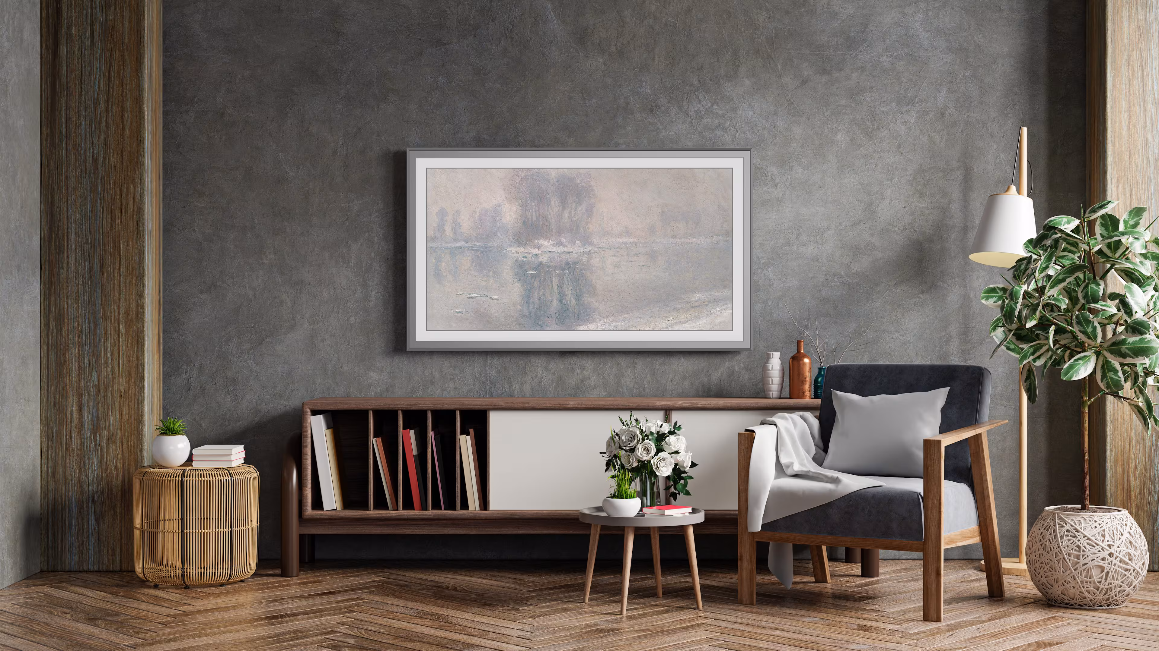 Deco TV Frames - Alloy Scoop Bezel for Samsung The Frame and Frame Pro TV - 65" - Graphite - Image 2