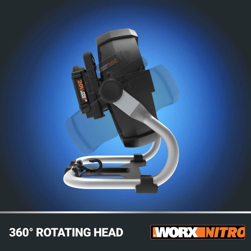 WORX - Nitro 20V Power Share Cordless 9" Work Fan with Battery and Charger - Black - Image 9