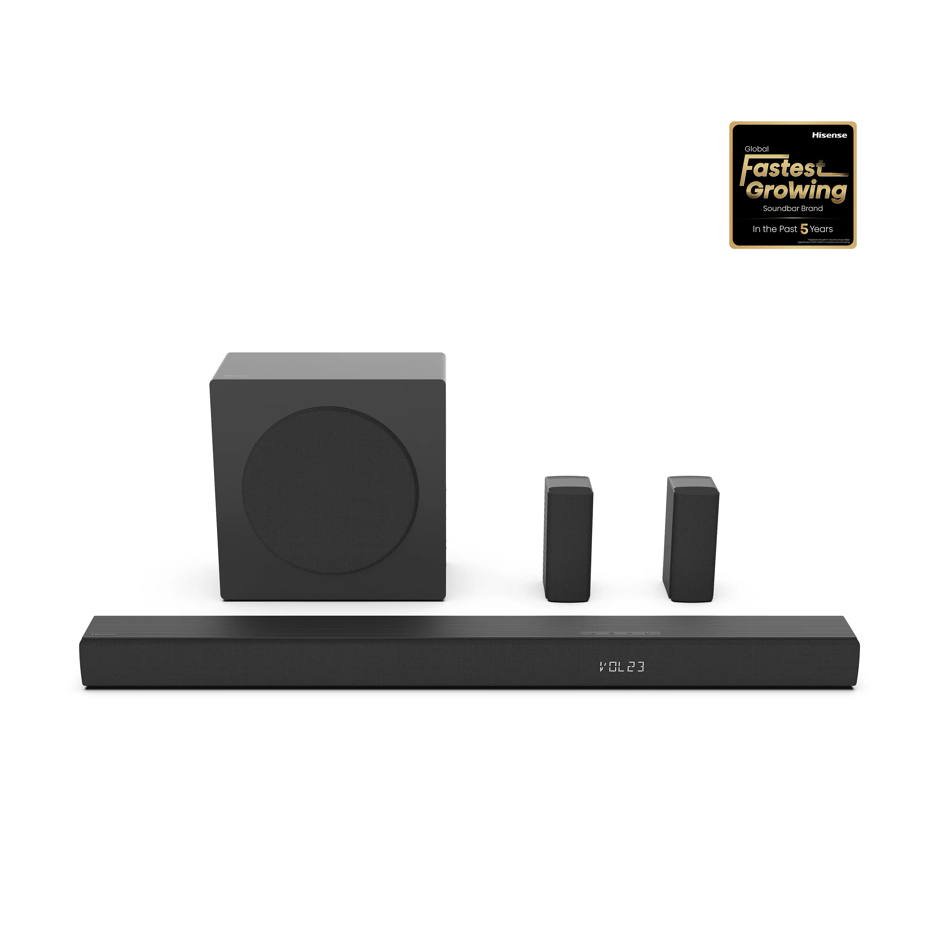 Hisense - 5.1 Channel 540W Soundbar with Wireless 6.5" Subwoofer and 2 Rear Speakers (HS5100) - Black - Image 3