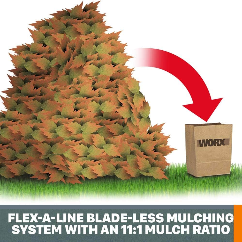 WORX - 13 Amp Electric Leaf Mulcher - 53 Gallons of Leafs Per Min - 11:1 Leaf Mulching Ratio - Foldable Design for Storage - Black - Image 4