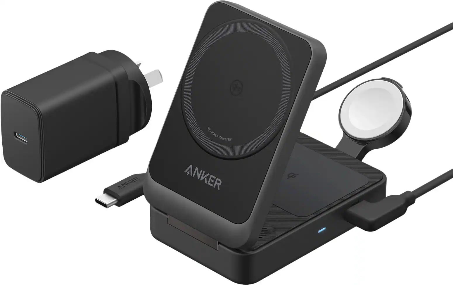 Anker - MagGo 3-in-1 Qi2 15W Wireless Charging Station - Black