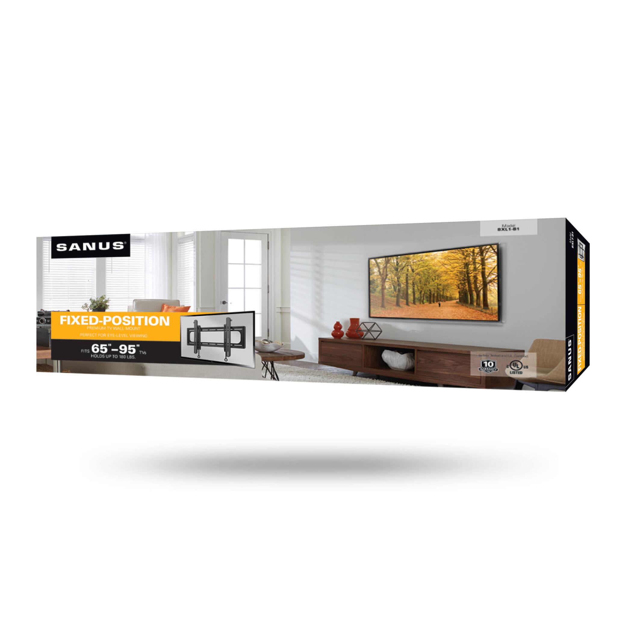 Sanus - Premium Series Fixed-Position TV Wall Mount for Most TVs 65"-95" up to 180 lbs - Slim Profile Sits 1.6" From Wall - Black - Image 14