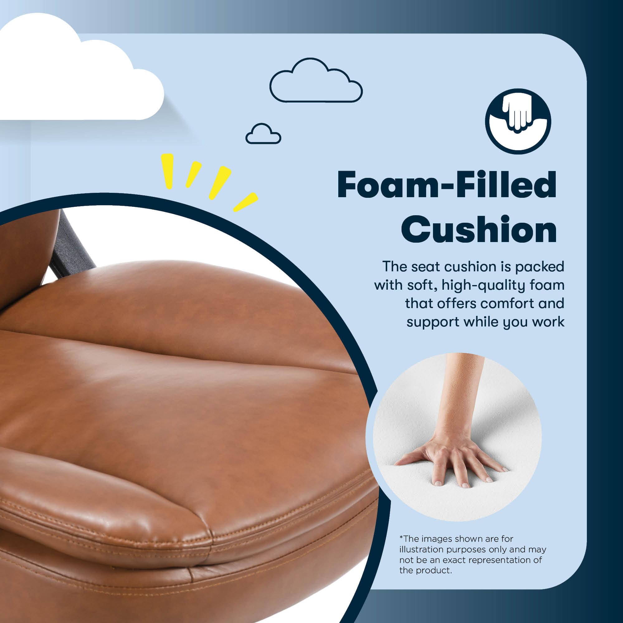 Serta - Comfort Ergo Ergonomic Executive Upholstered Office Chair - Cognac - Bonded Leather - Image 7