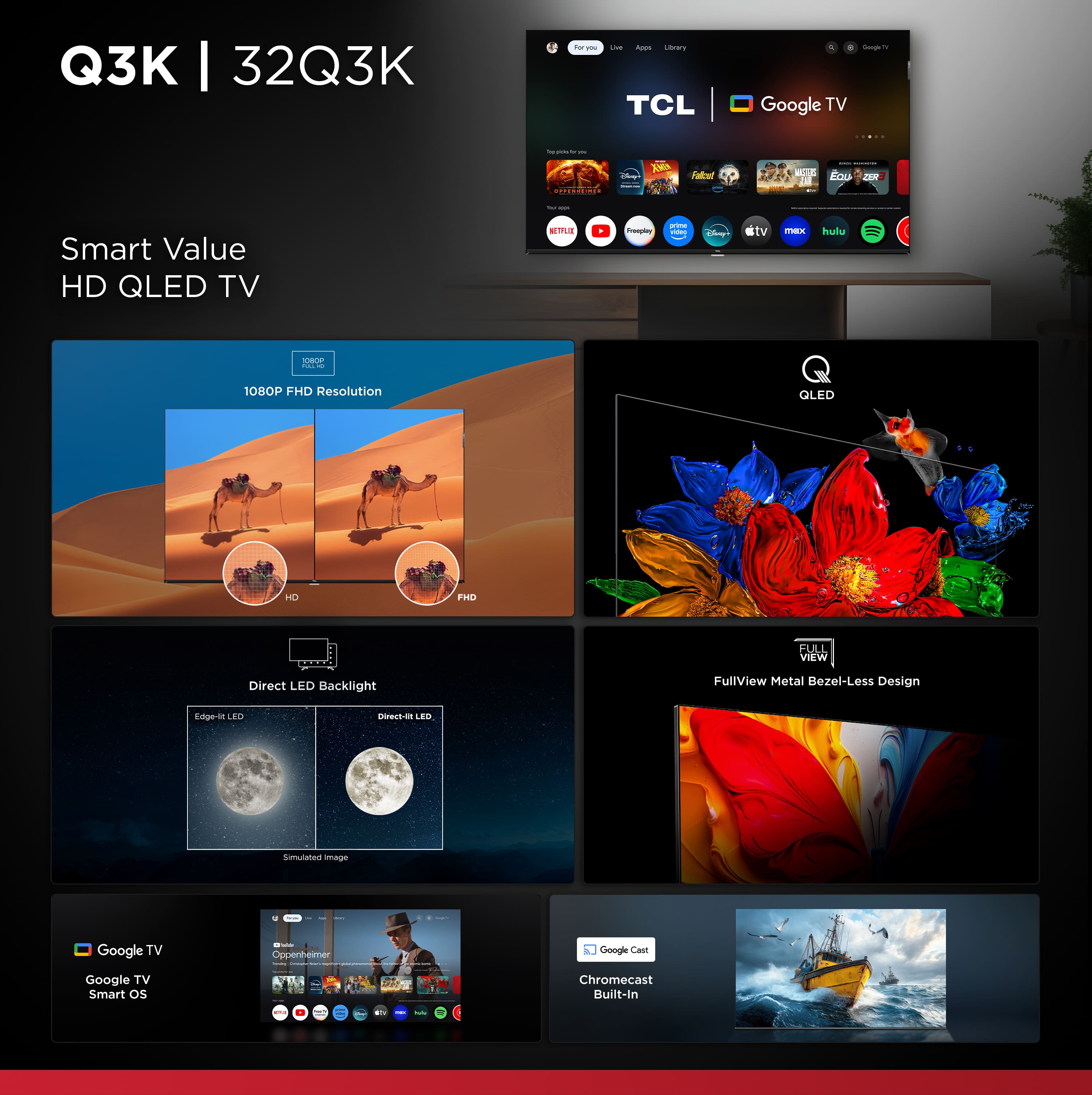 TCL - 32" Class Q3K Series 1080P FHD QLED Smart TV with Google TV (2025) - Image 3