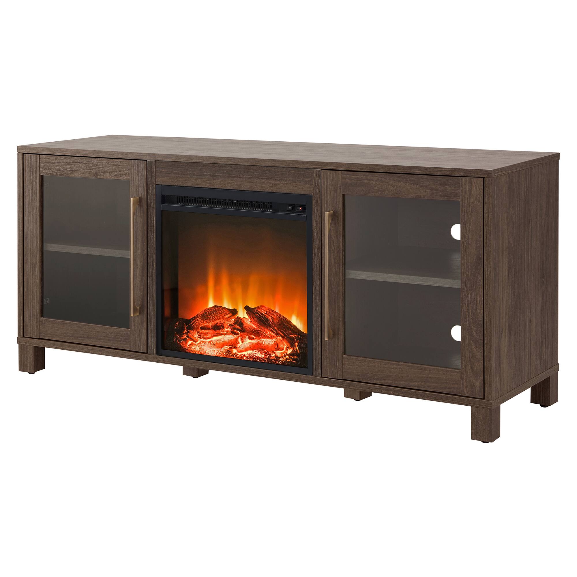 Camden&Wells - Quincy Log Fireplace TV Stand for Most TVs up to 65" - Alder Brown - Image 3