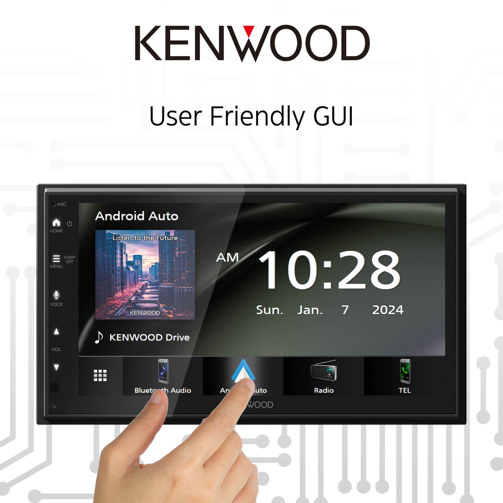 Kenwood - 6.8" - Wireless Apple CarPlay and Android Auto Bluetooth Digital Multimedia Receiver - Black - Image 9