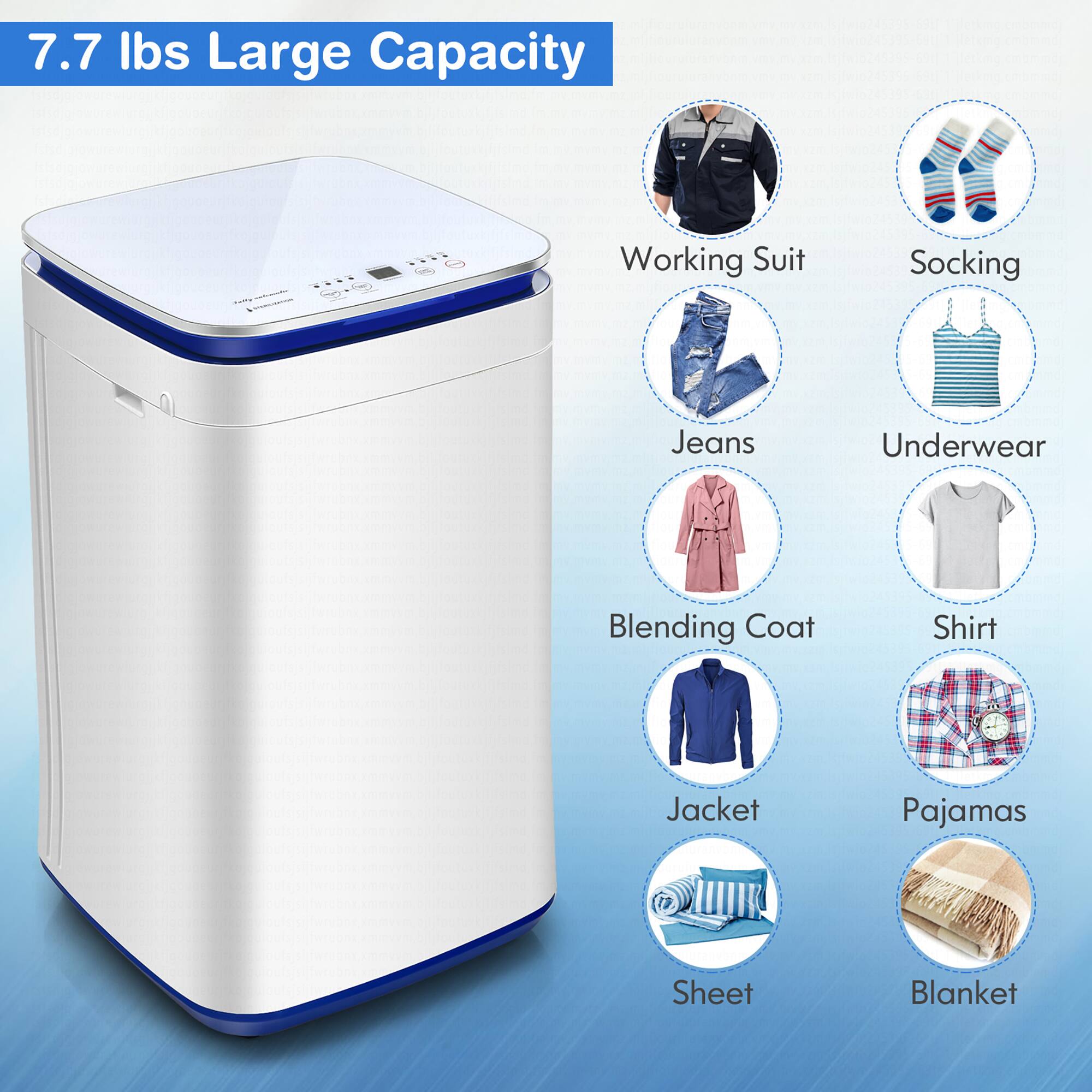 7.7 lb. Compact Full Automatic Washing Machine with Heating Function Pump - Image 7