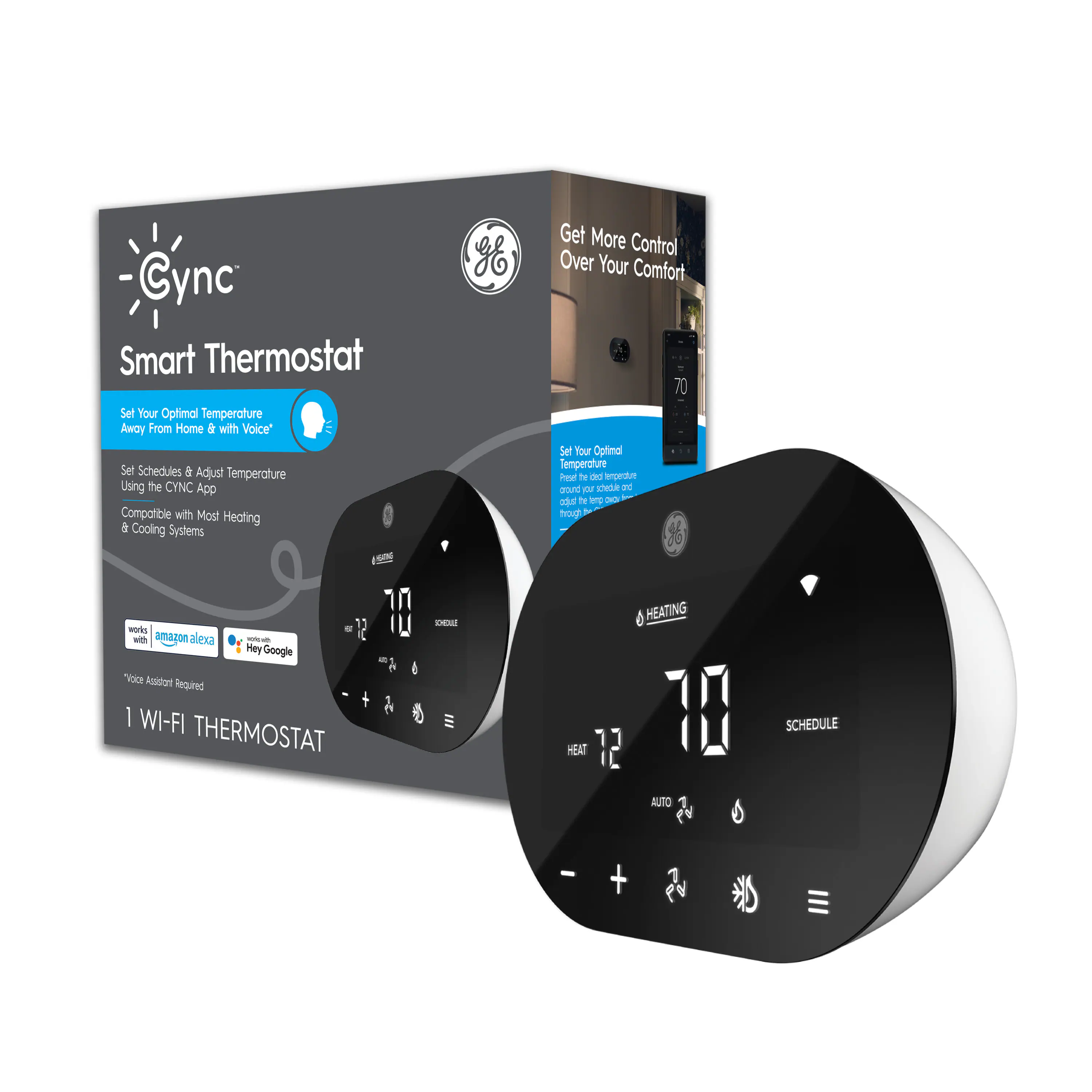 GE - Cync Smart Programmable Thermostat - Black