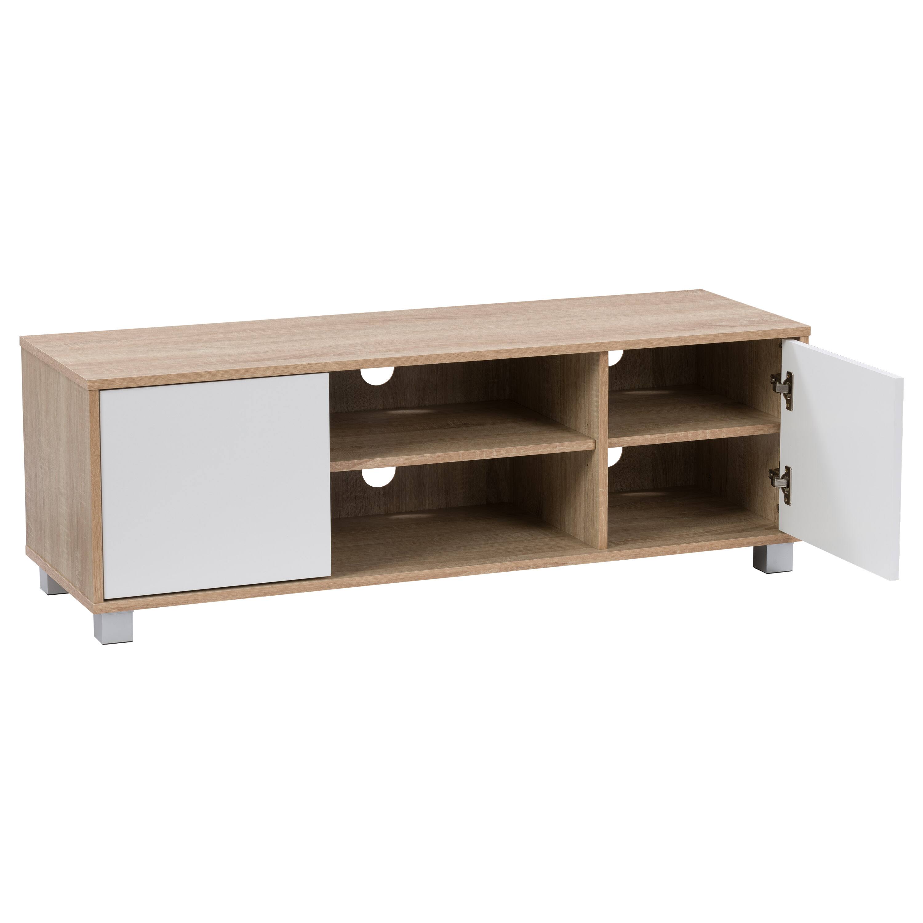 CorLiving - Hollywood Wood Grain TV Stand with Doors for Most TVs up to 55" - White and Brown - Image 3