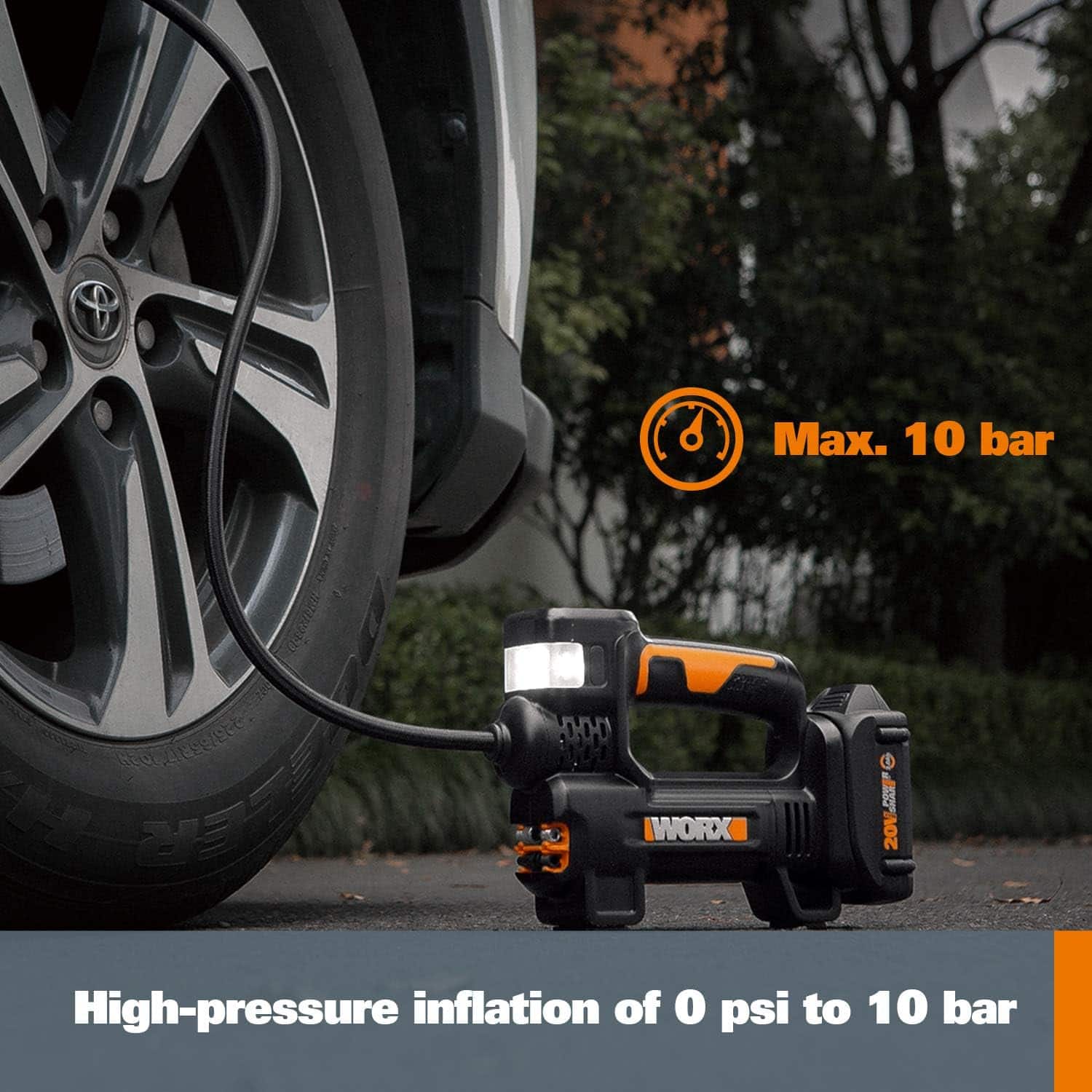 WORX - 20V MAX Cordless Multi-Function Air Pump Inflator (1 x 2.0aH Battery and 1 x Charger Included) - Black - Image 11