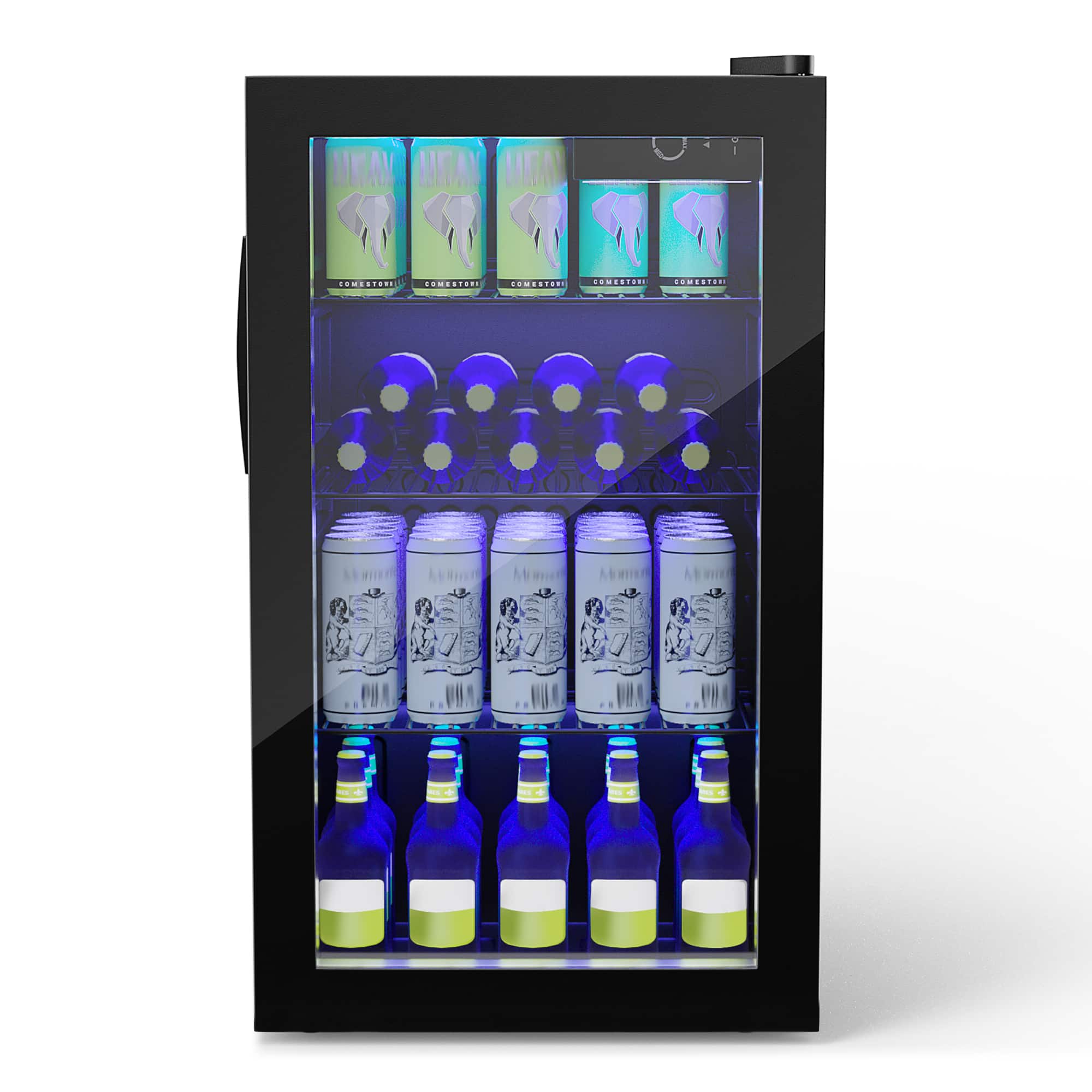 Costway - 120 Can Beverage Refrigerator Beer Wine Soda Drink Cooler Mini Fridge - Black - Image 5