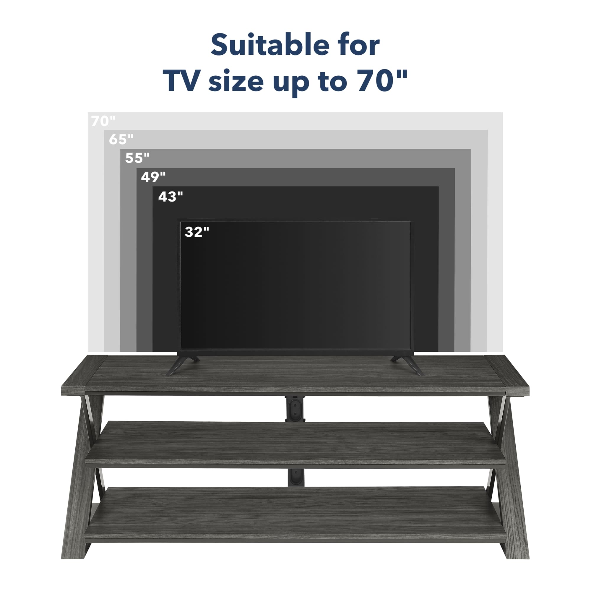 Insignia™ - 3-in-1 TV Stand for Most TVs Up to 70” - Charcoal Gray - Image 6