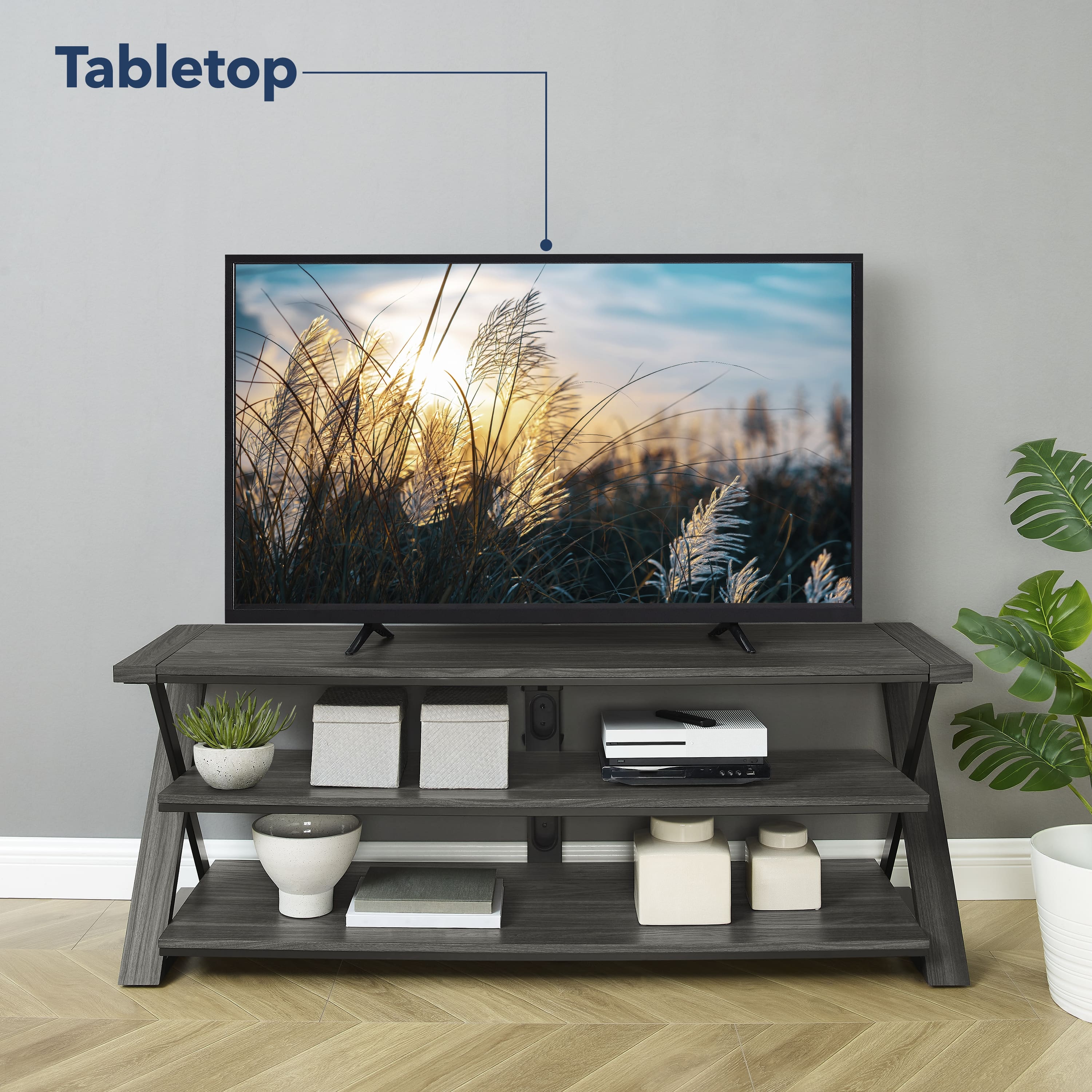 Insignia™ - 3-in-1 TV Stand for Most TVs Up to 70” - Charcoal Gray - Image 13