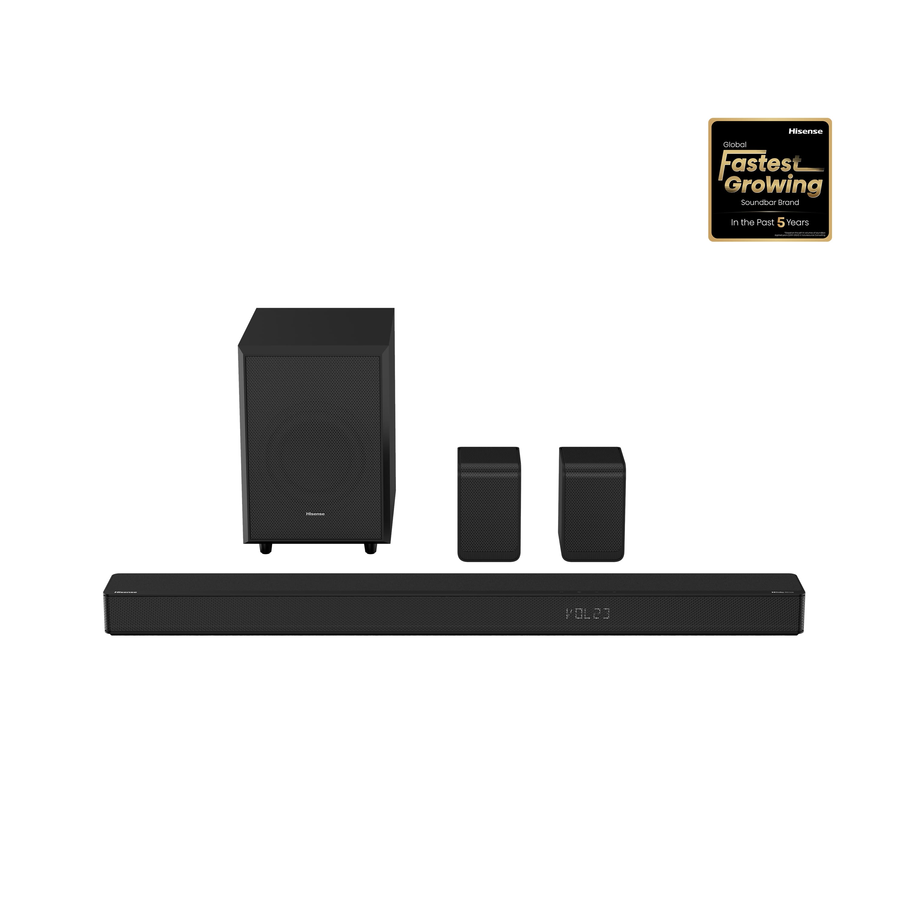 Hisense - 5.1.2 CH AX Series Dolby ATMOS Soundbar with Wireless Rear Satellite Speakers & Wireless Subwoofer - Black - Image 3