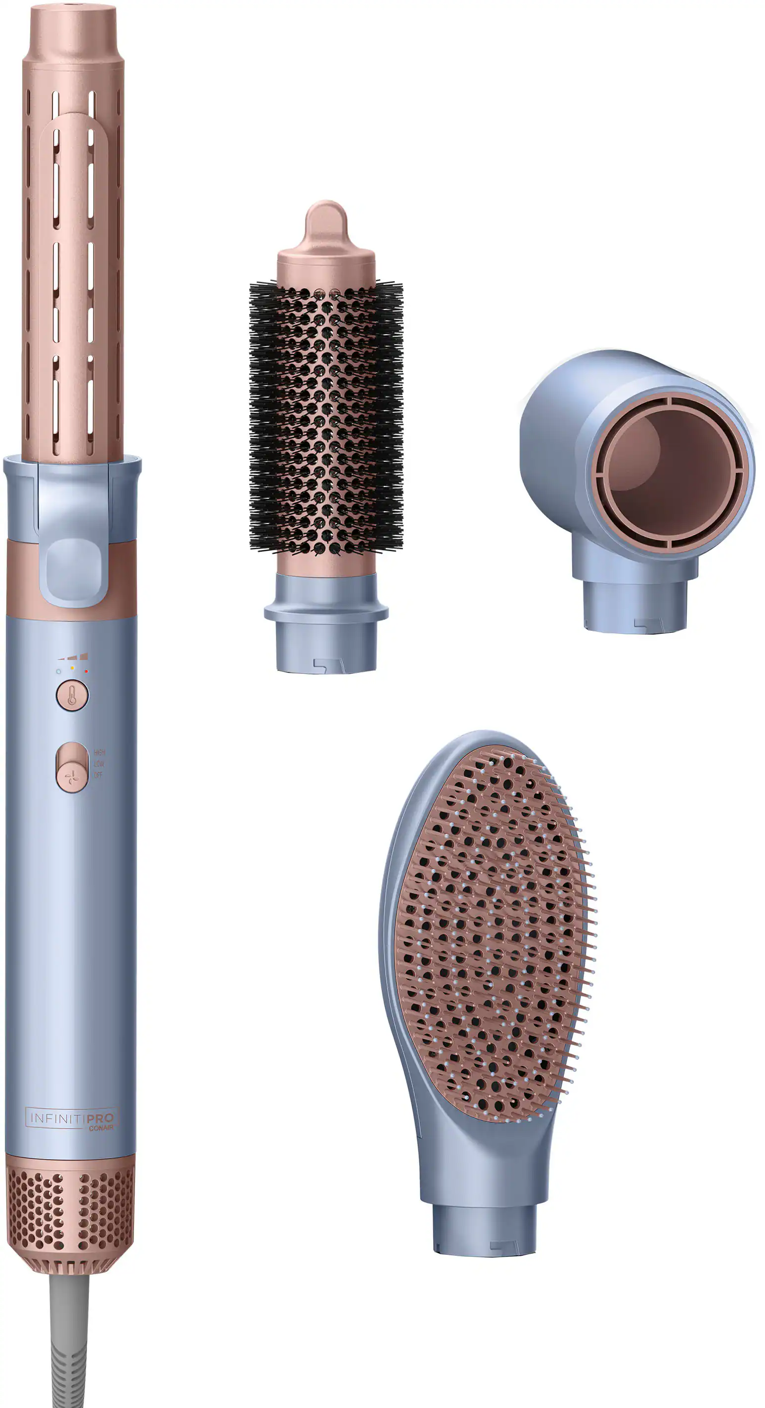 InfinitiPRO by Conair DigitalAIRE Wet-to-Dry Multi Styling Wand, Powerful Hair Blow Dryer and Multi-Styler w attachments - Powder Blue