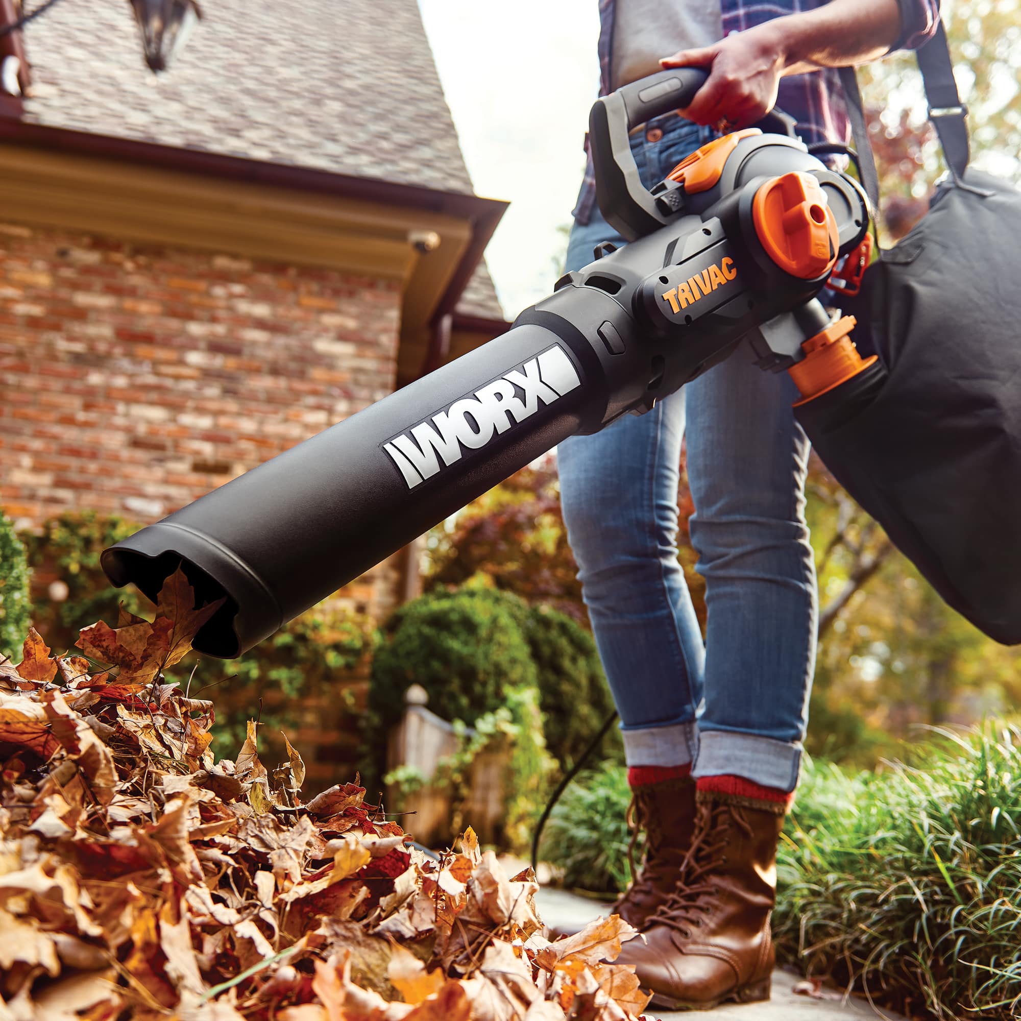 WORX - 12 Amp TRIVAC 70 MPH 600 CFM Corded Blower, Mulcher, and Vaccum - Black - Image 9