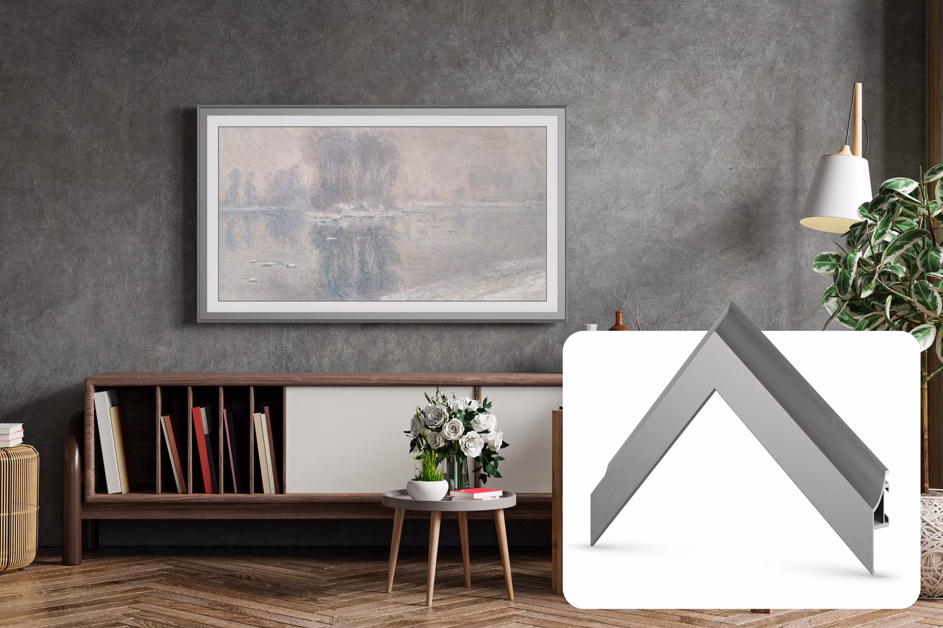 Deco TV Frames - Alloy Scoop Bezel for Samsung The Frame and Frame Pro TV - 65" - Graphite