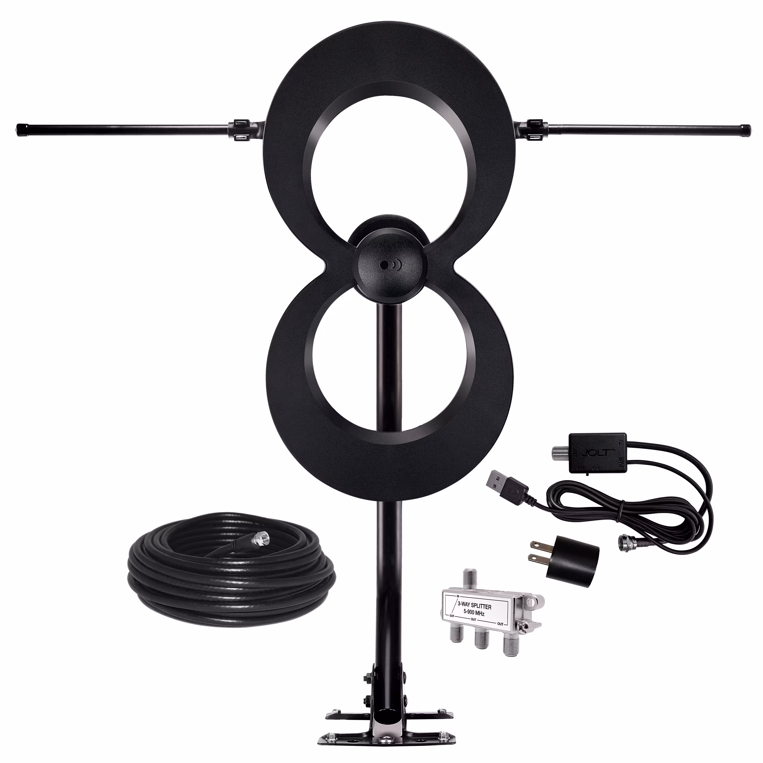 Antennas Direct - ClearStream MAX-XR Complete Amplified Indoor/Outdoor HDTV Antenna with 60-Mile Range - Black