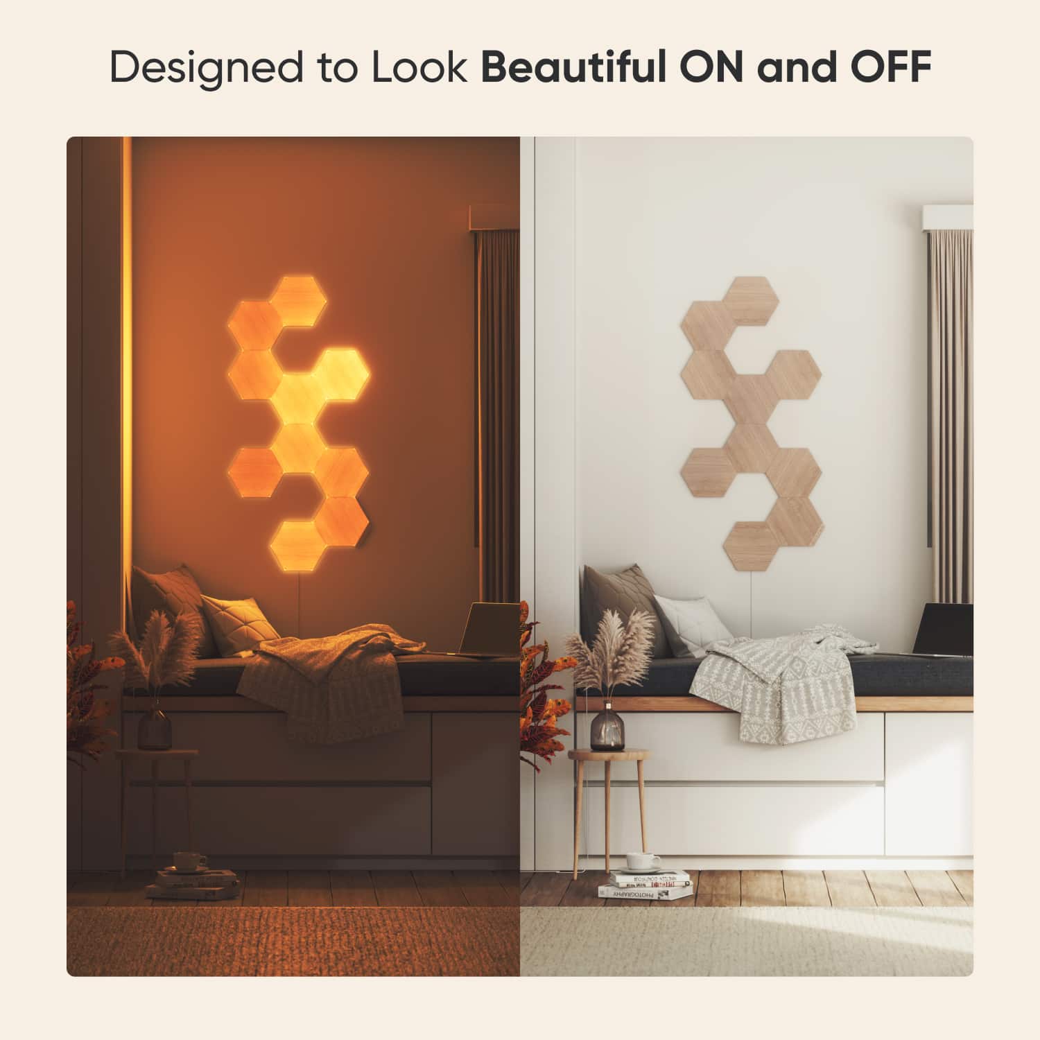 Nanoleaf - Elements Hexagons Smarter Kit (7 Panels) - Wood Look - Image 3