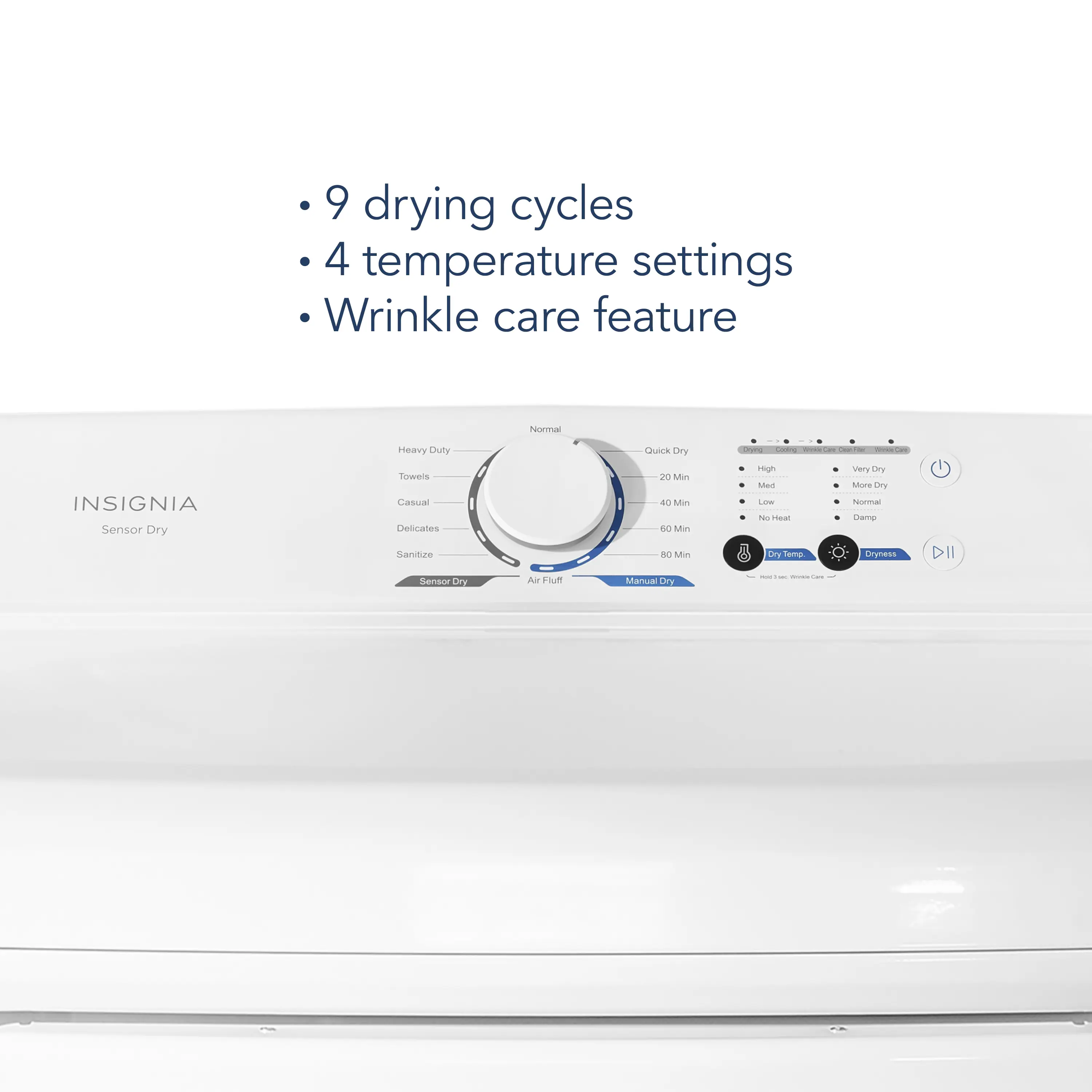 Insignia™ - 6.7 Cu. Ft. Electric Dryer with Sensor Dry - White - Image 4
