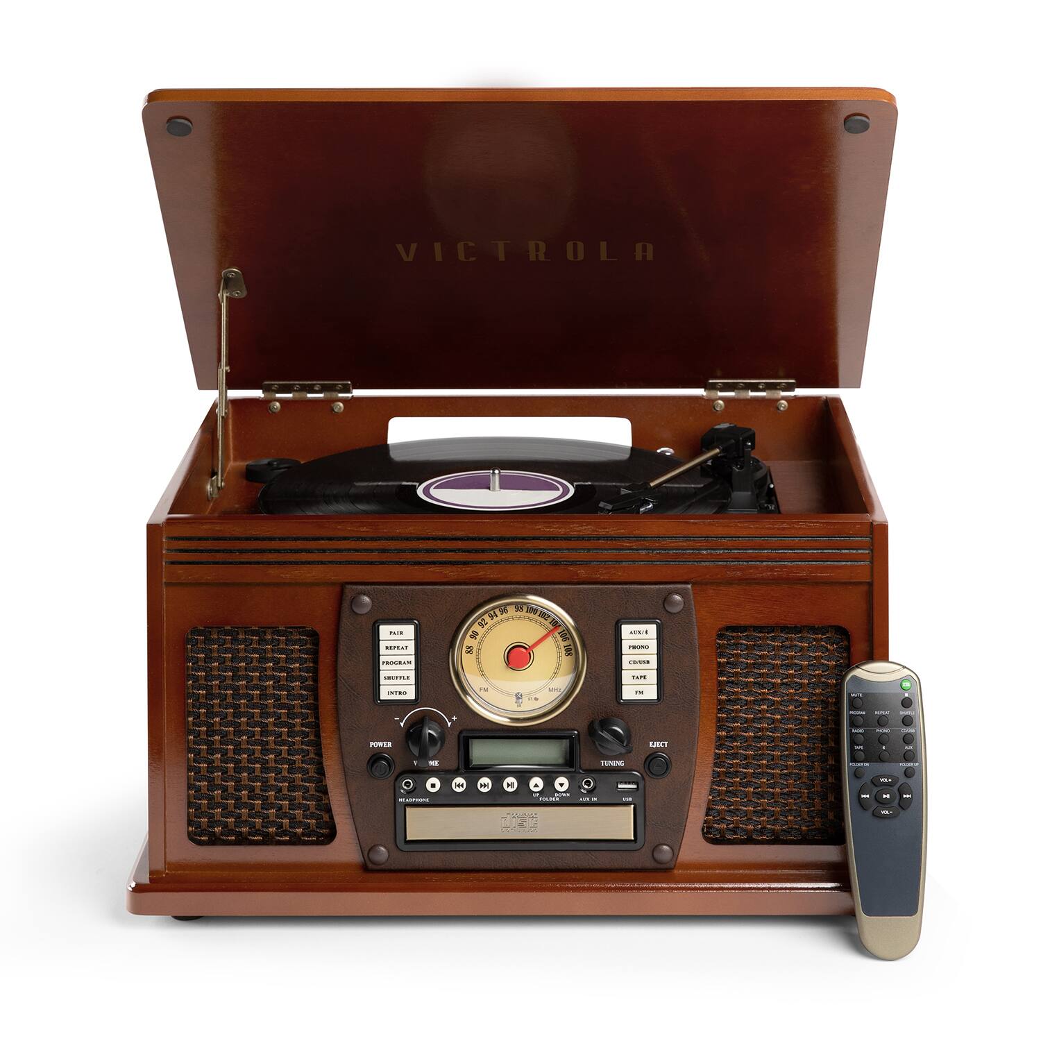 Victrola - Navigator 8-in-1 Classic Bluetooth Record Player with Turntable - Mahogany - Image 2