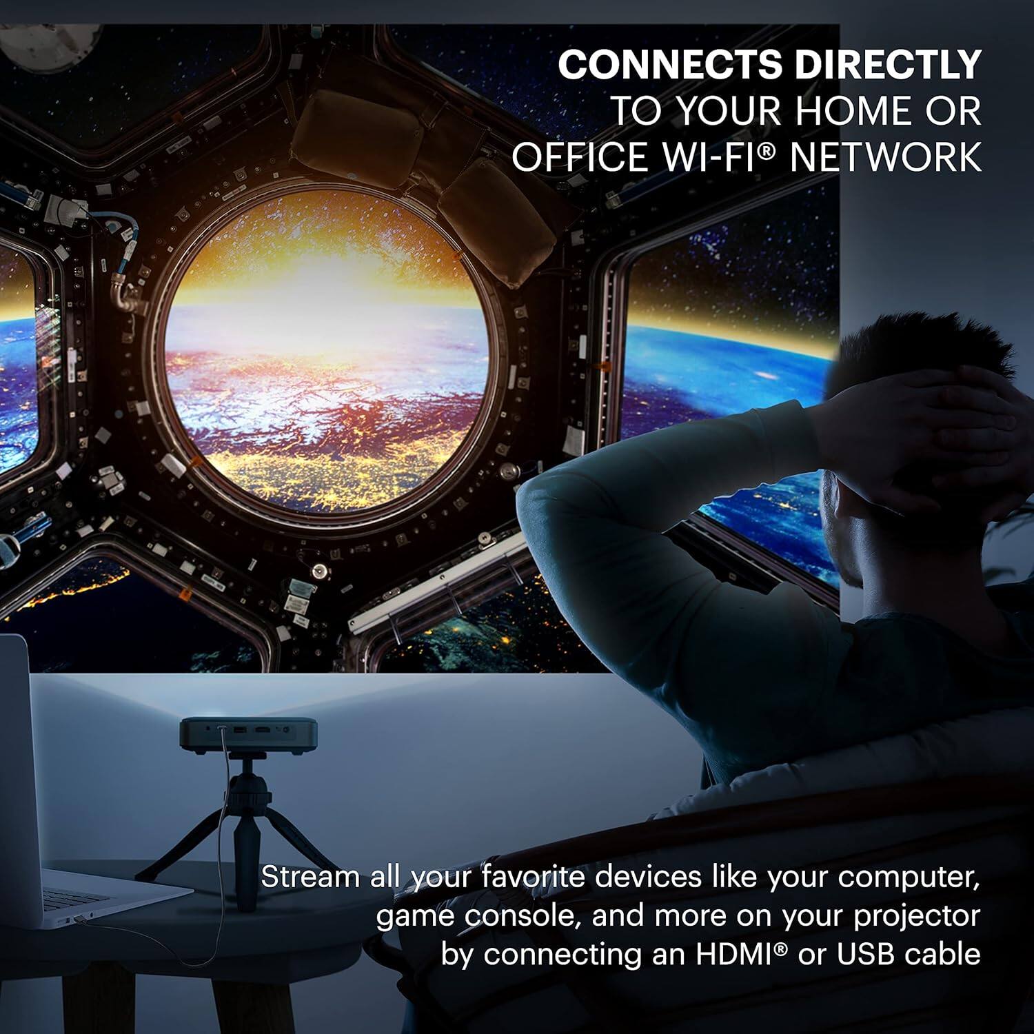 Kodak - Luma 400 Portable HD Smart Pico Projector, Wi-Fi, Bluetooth, HDMI & USB Small Mini Home Theater System Up to 150” - White - Image 4