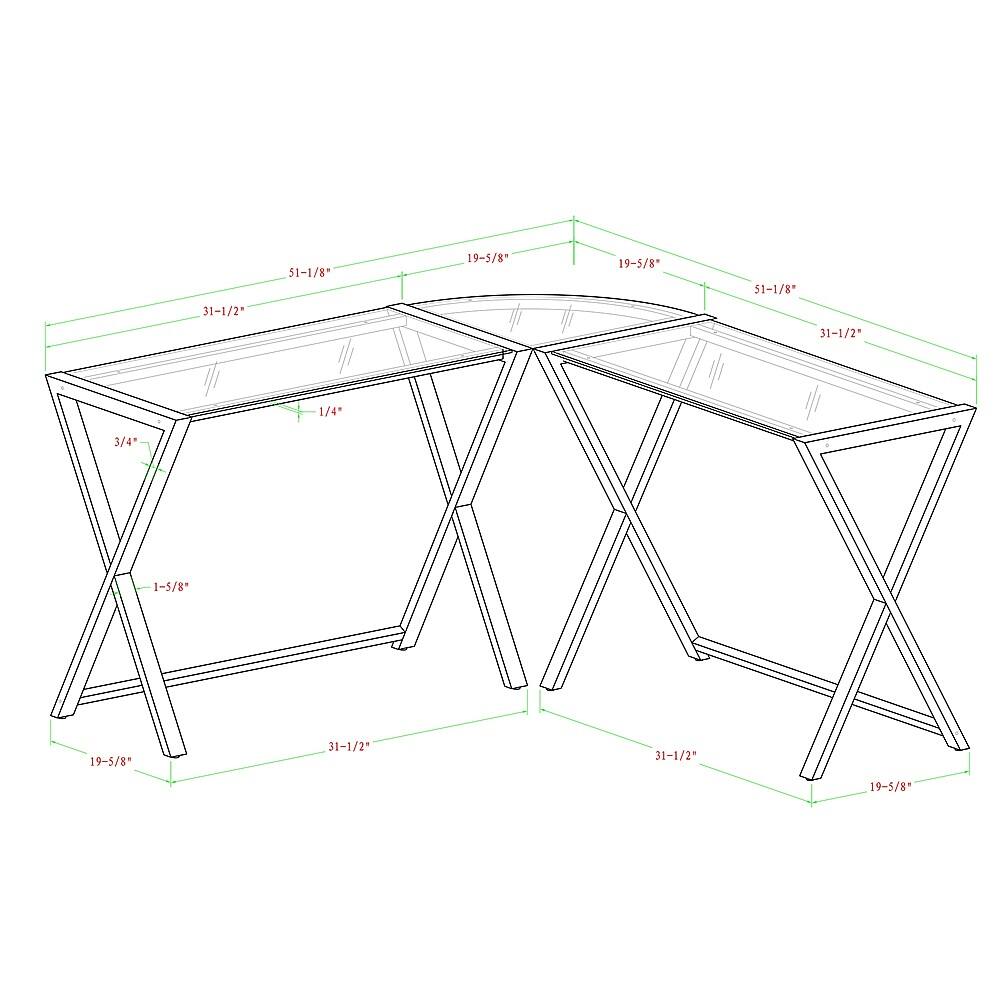 Walker Edison - 51" L-Shaped Modern Glass Computer Desk - White - Image 9