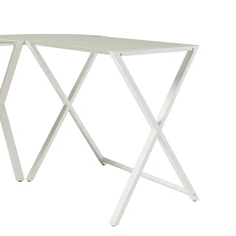 Walker Edison - 51" L-Shaped Modern Glass Computer Desk - White - Image 6