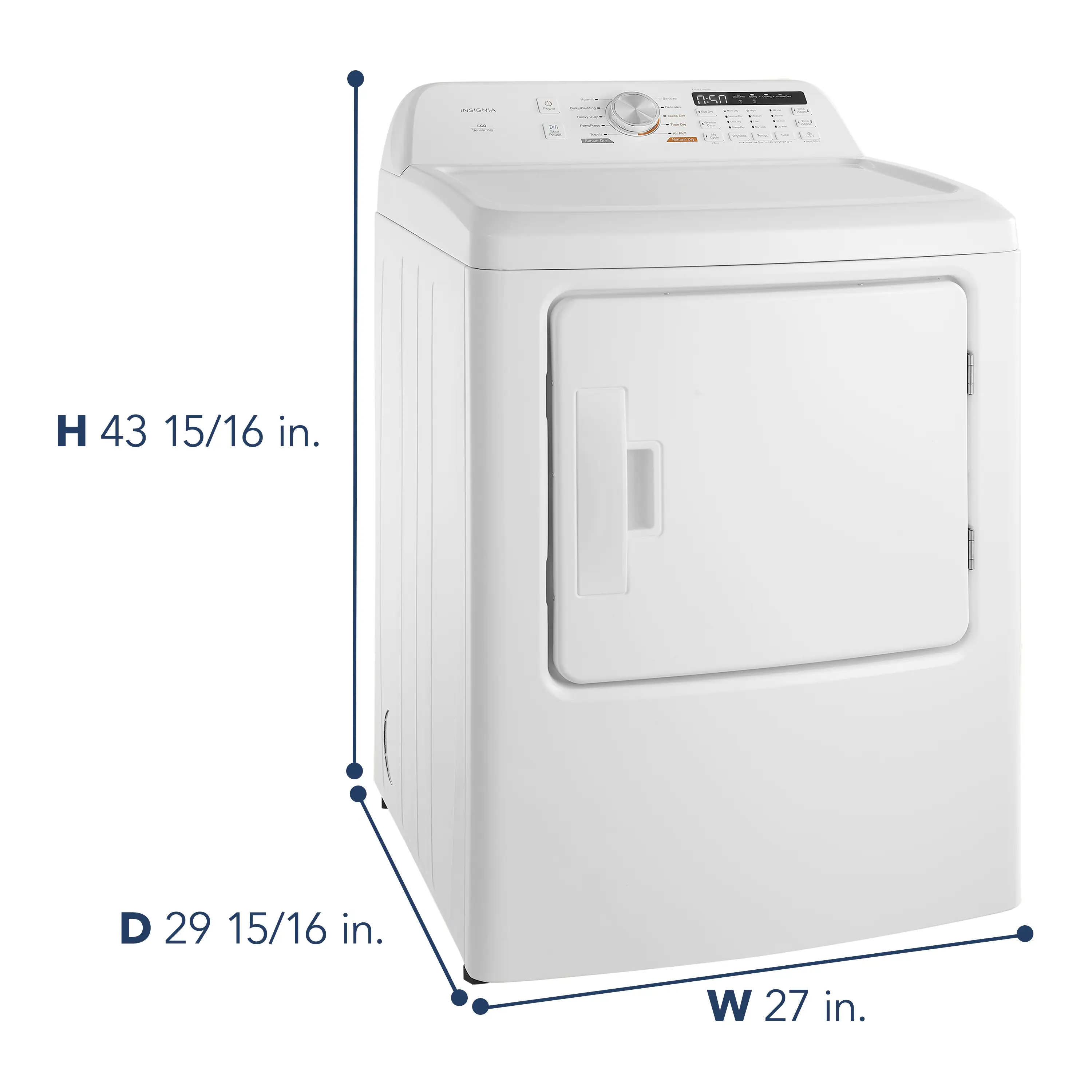 Insignia™ - 7 Cu. Ft. Electric Dryer with Sensor Dry - White - Image 7