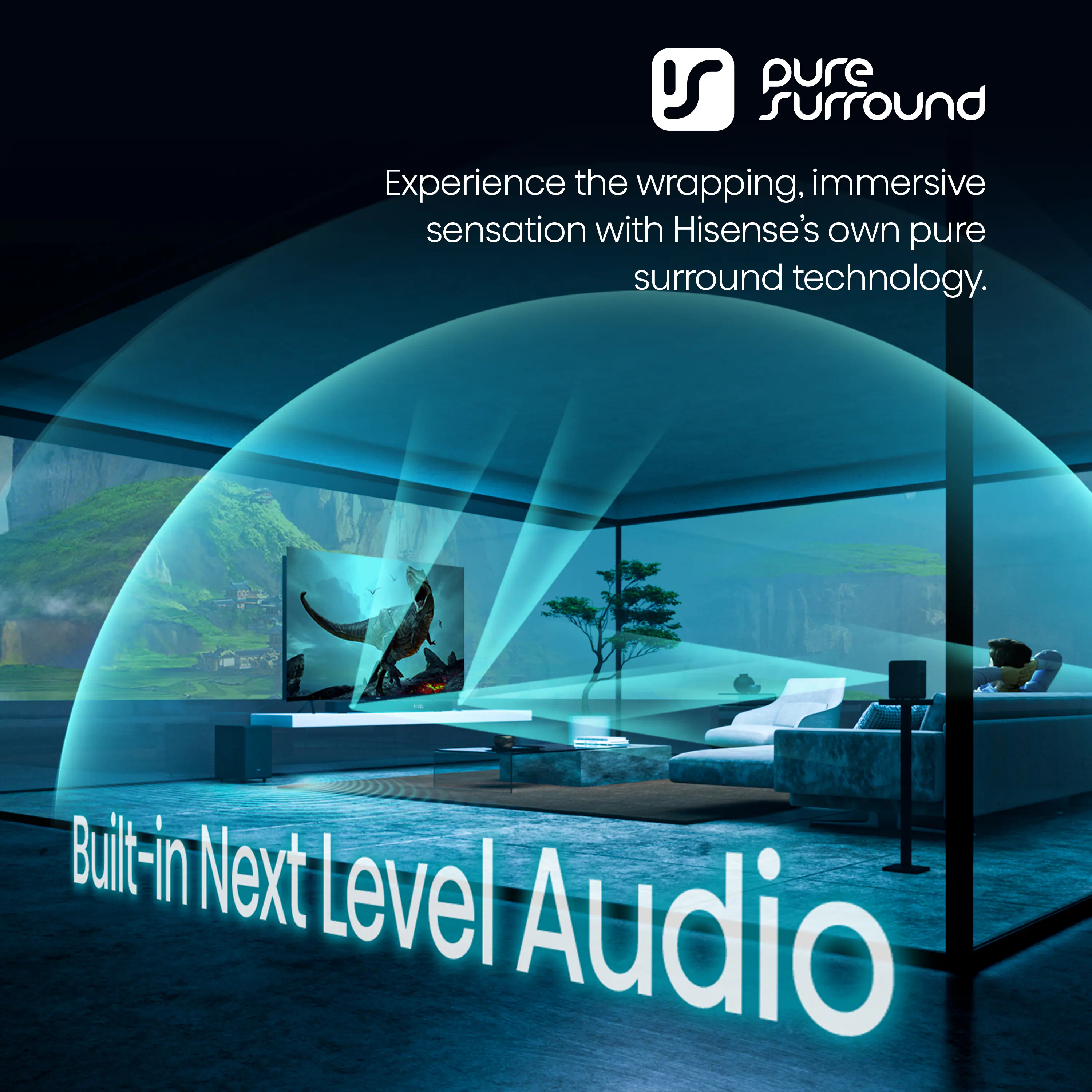 Hisense - 5.1.2 CH AX Series Dolby ATMOS Soundbar with Wireless Rear Satellite Speakers & Wireless Subwoofer - Black - Image 6