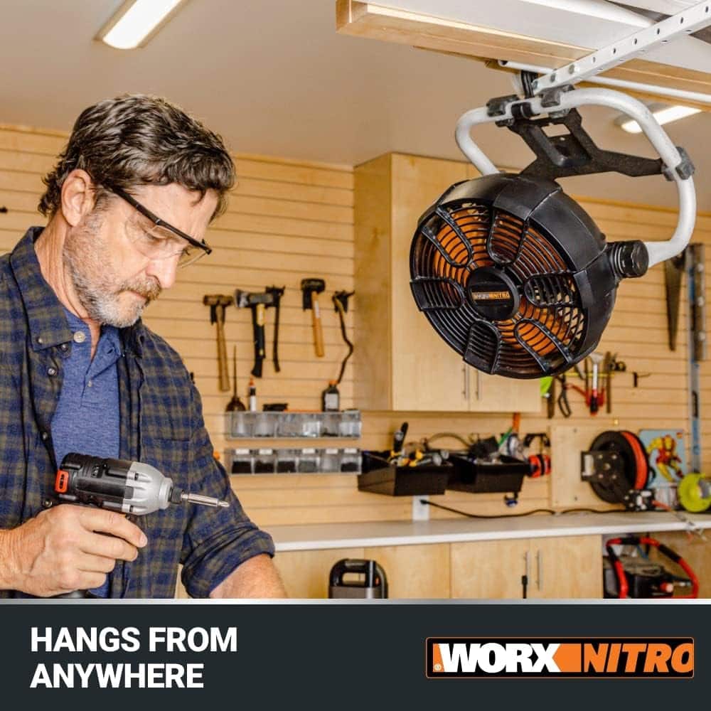 WORX - Nitro 20V Power Share Cordless 9" Work Fan with Battery and Charger - Black - Image 8