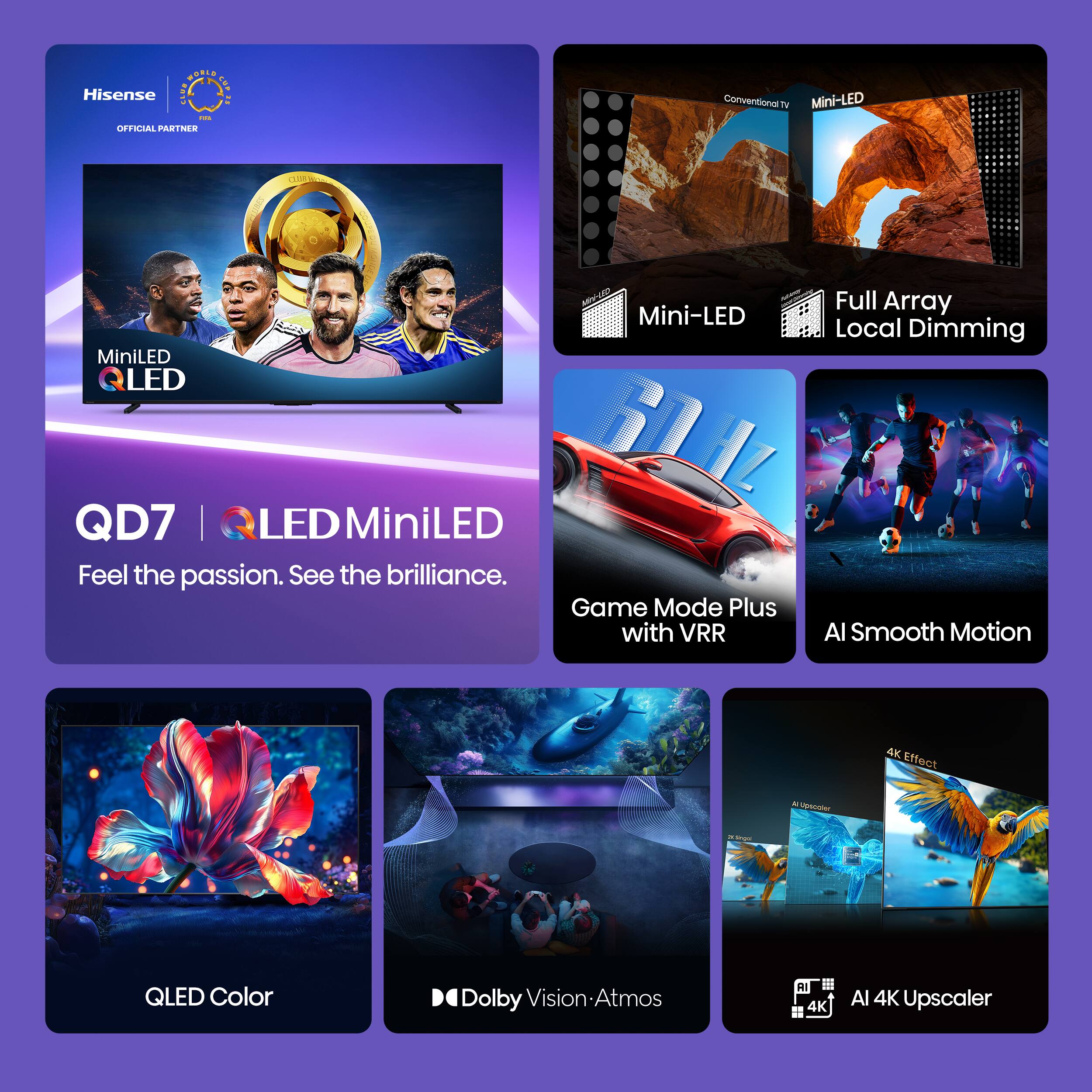 Hisense - 55" Class QD7 Series MiniLED QLED 4K UHD HDR Smart Fire TV (2025) - Image 2