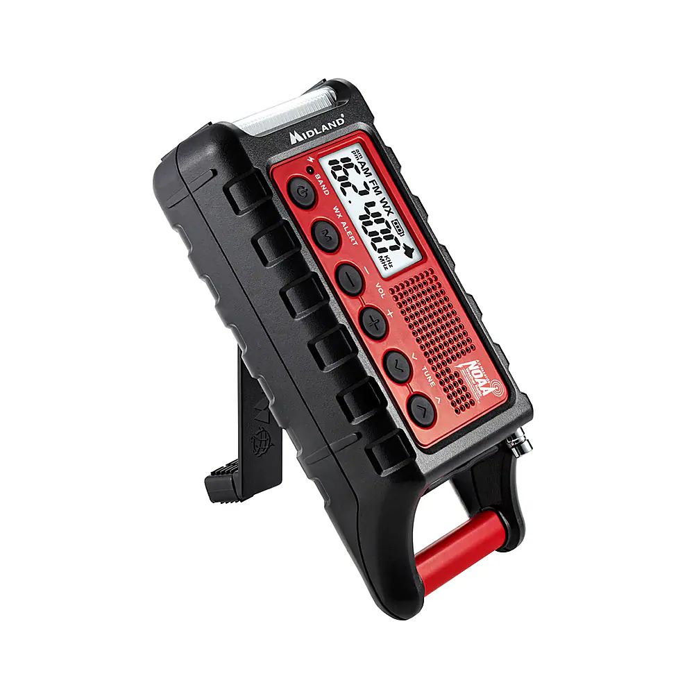 Midland - E+READY Emergency Crank Weather Alert Radio - Black / Red - Image 5