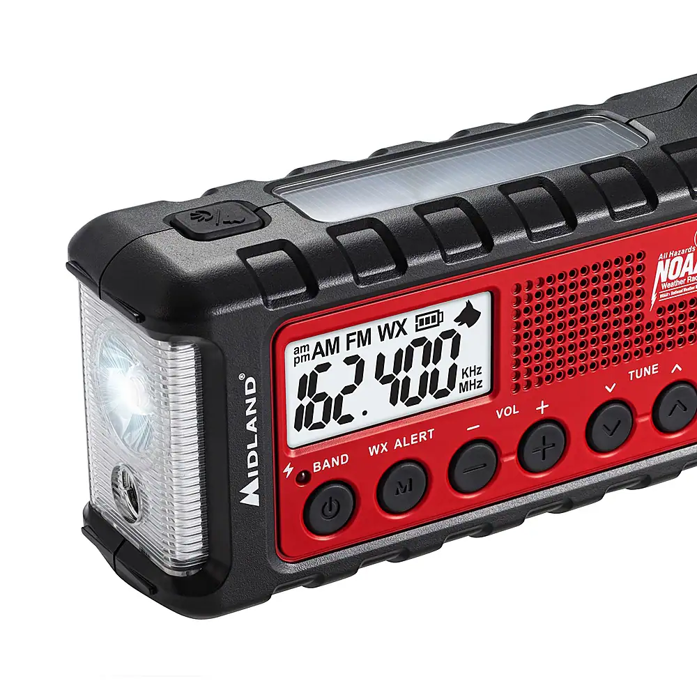 Midland - E+READY Emergency Crank Weather Alert Radio - Black / Red - Image 3