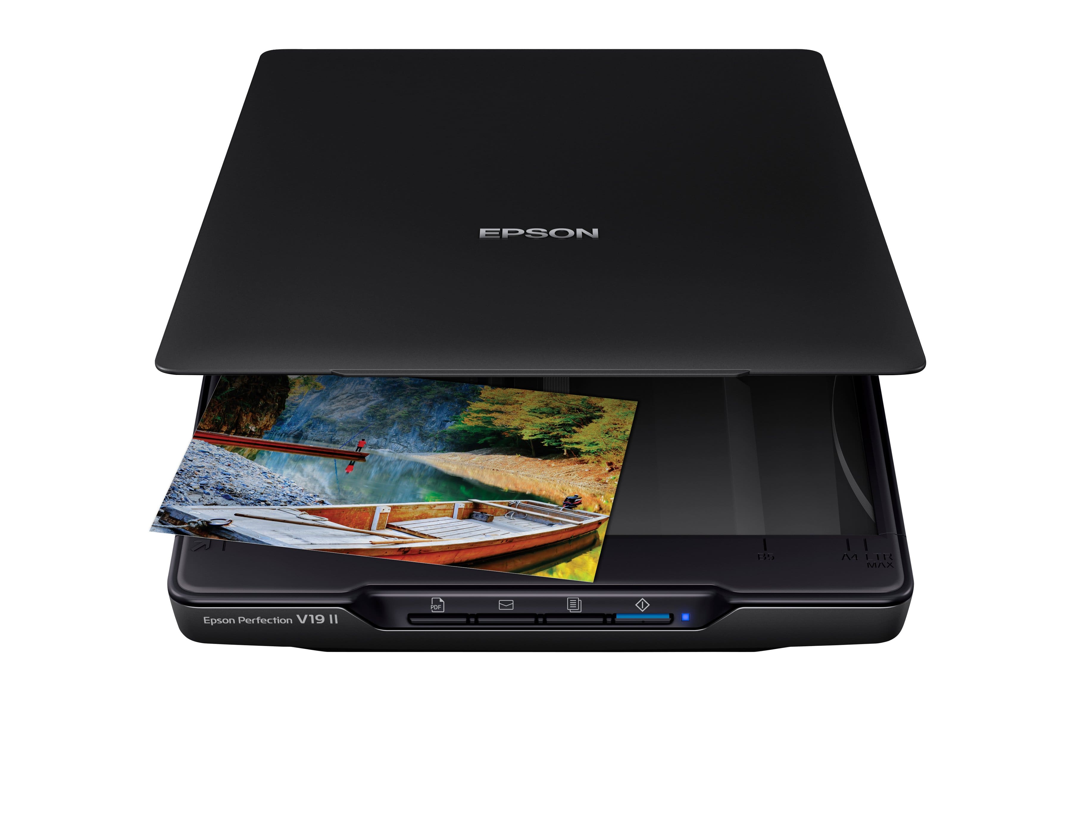 Epson - Perfection V19 II Color Photo and Document Flatbed Scanner - Black