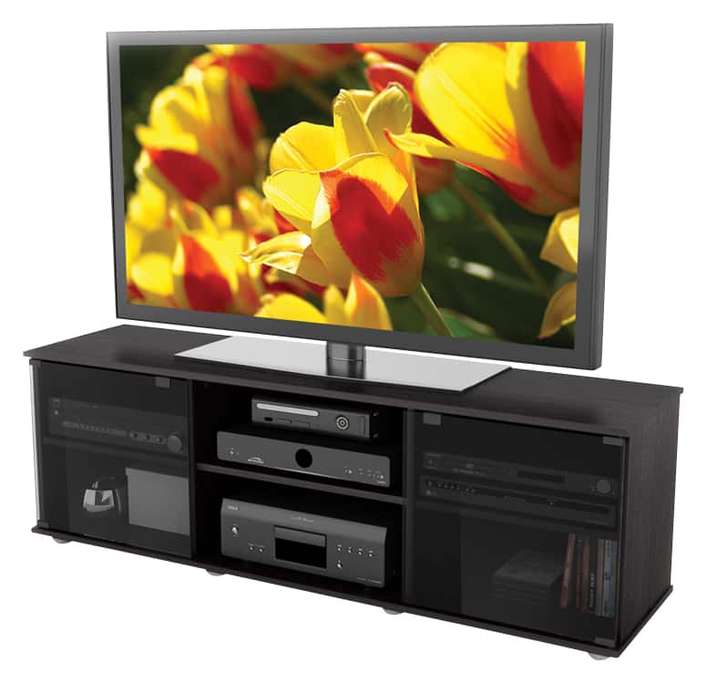 CorLiving - Holland Black Wooden TV Stand, for TVs up to 75" - Ravenwood Black - Image 5