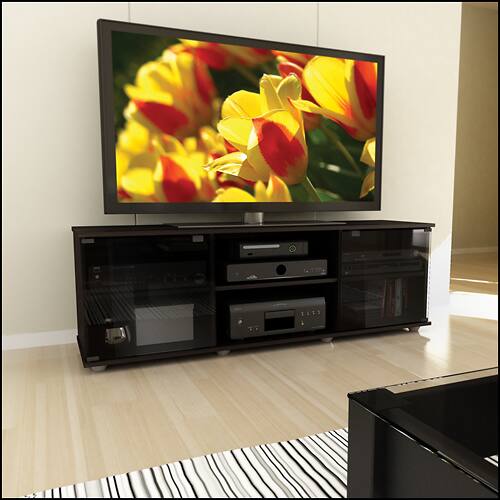 CorLiving - Holland Black Wooden TV Stand, for TVs up to 75" - Ravenwood Black - Image 6