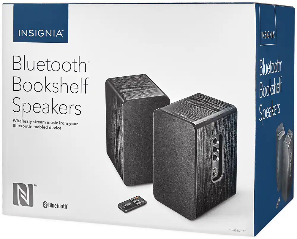 Insignia™ - 25w (per speaker, 50w total) Bluetooth Bookshelf Speakers - Black - Image 2
