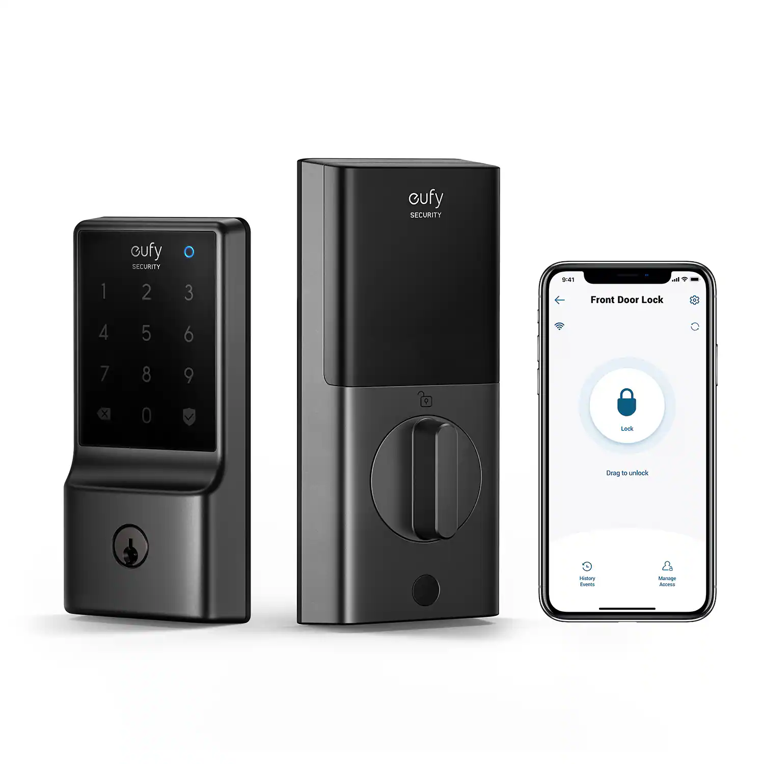 Smart Lock C210 WiFi Replacement Deadbolt Unlock with eufy App, Keypad, Smart Devices - Black