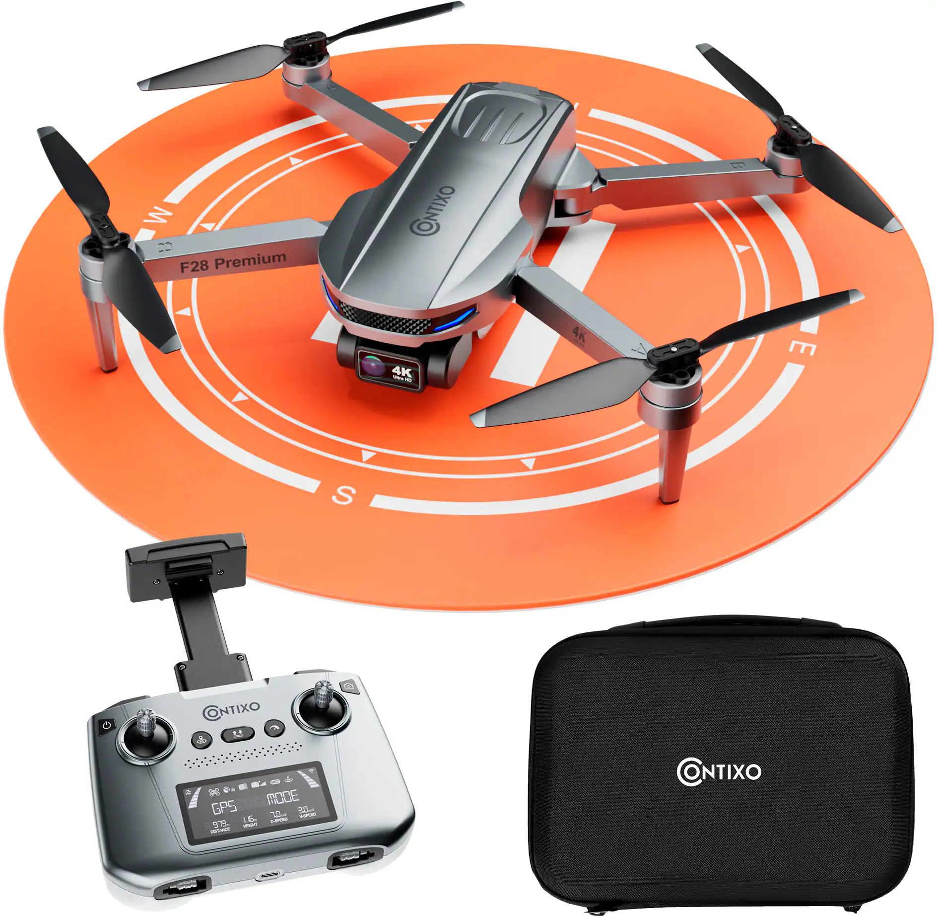 Contixo - F28-Premium GPS 4K Gimble Camera Drone - Gray
